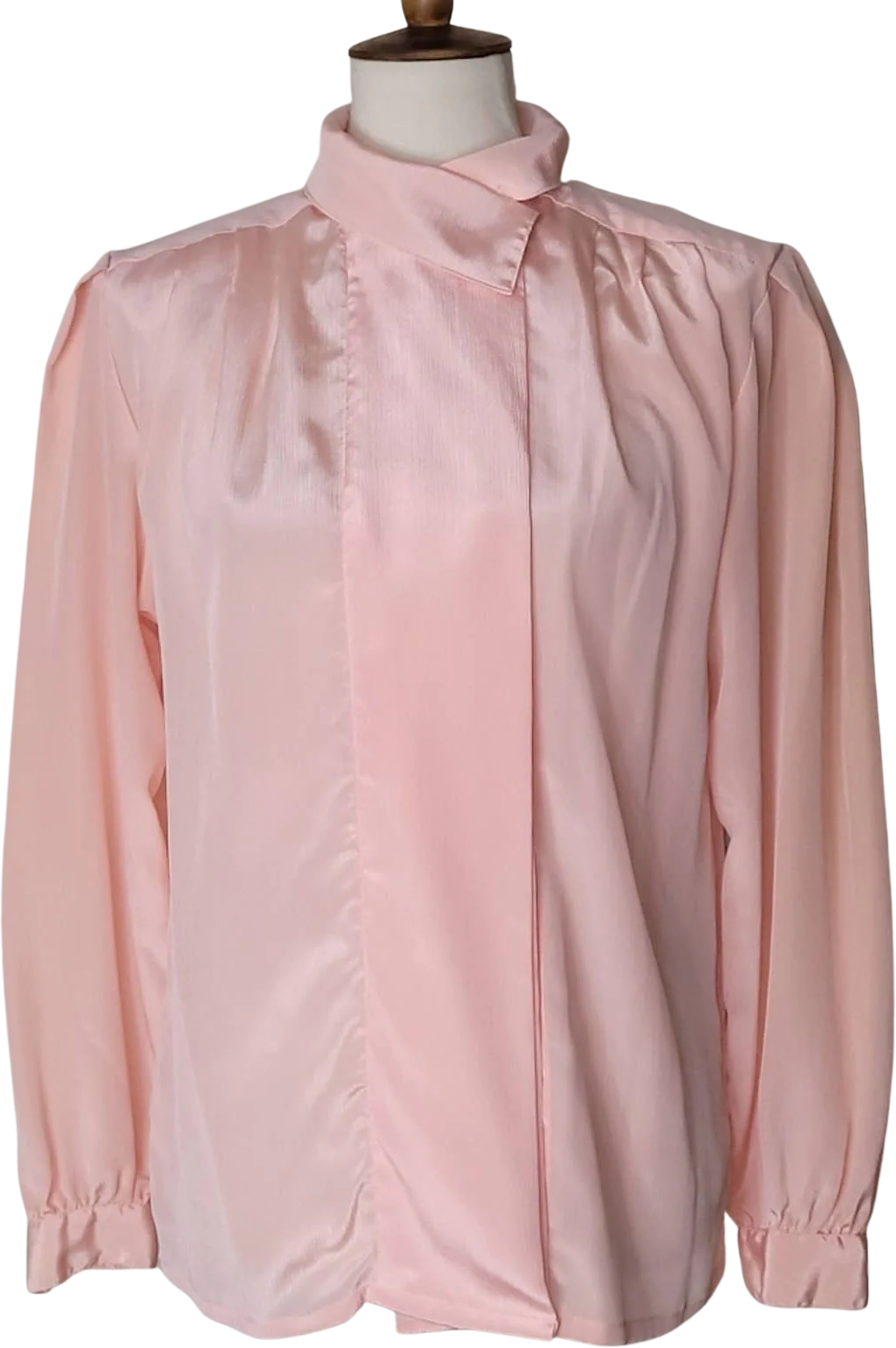 70s / 80s Vintage Soft Pink Textured Long-Sleeved Blouse by Laura Scott