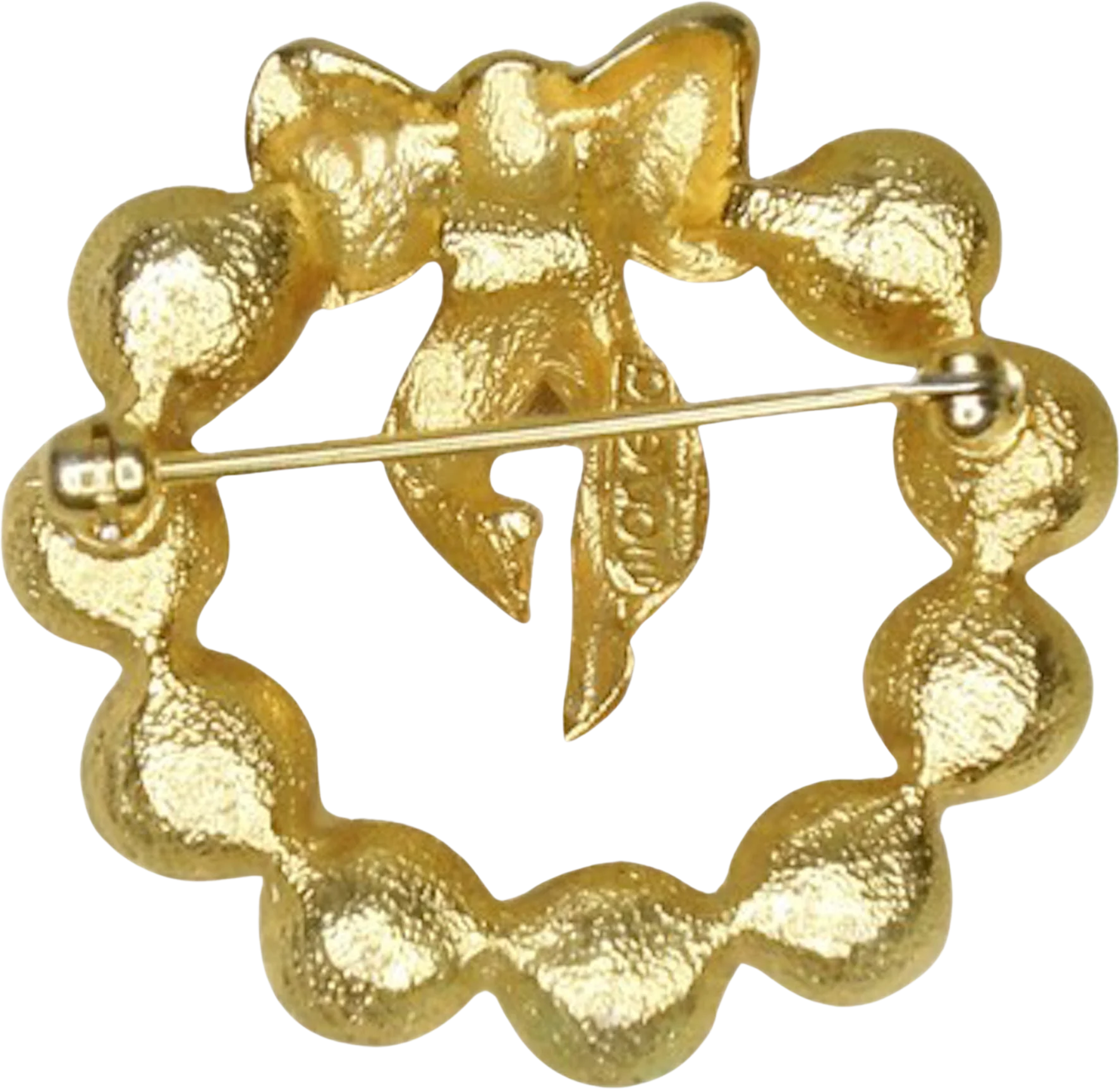 70s/80s Wreath Brooch Elegant Faux Pearl Holiday Pin By Marvella - Image 2