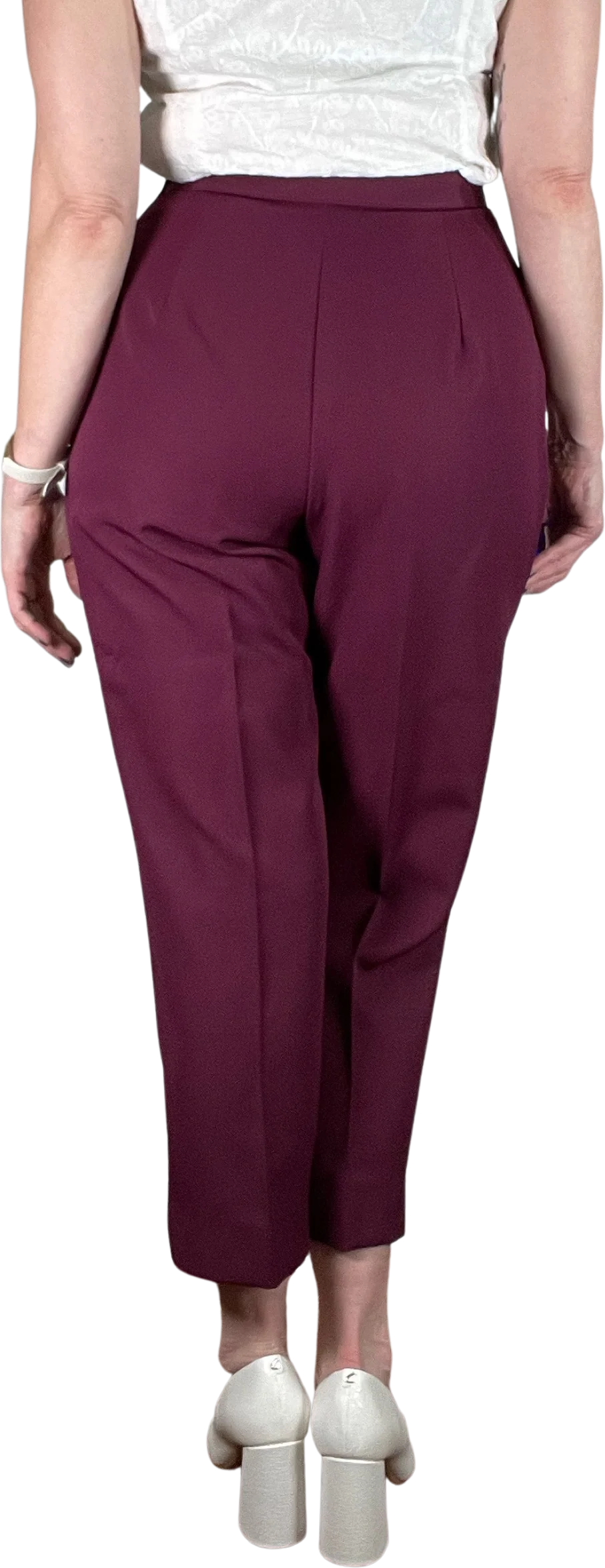 70s/80s Wine Red High Waist Cropped Pants - Image 2