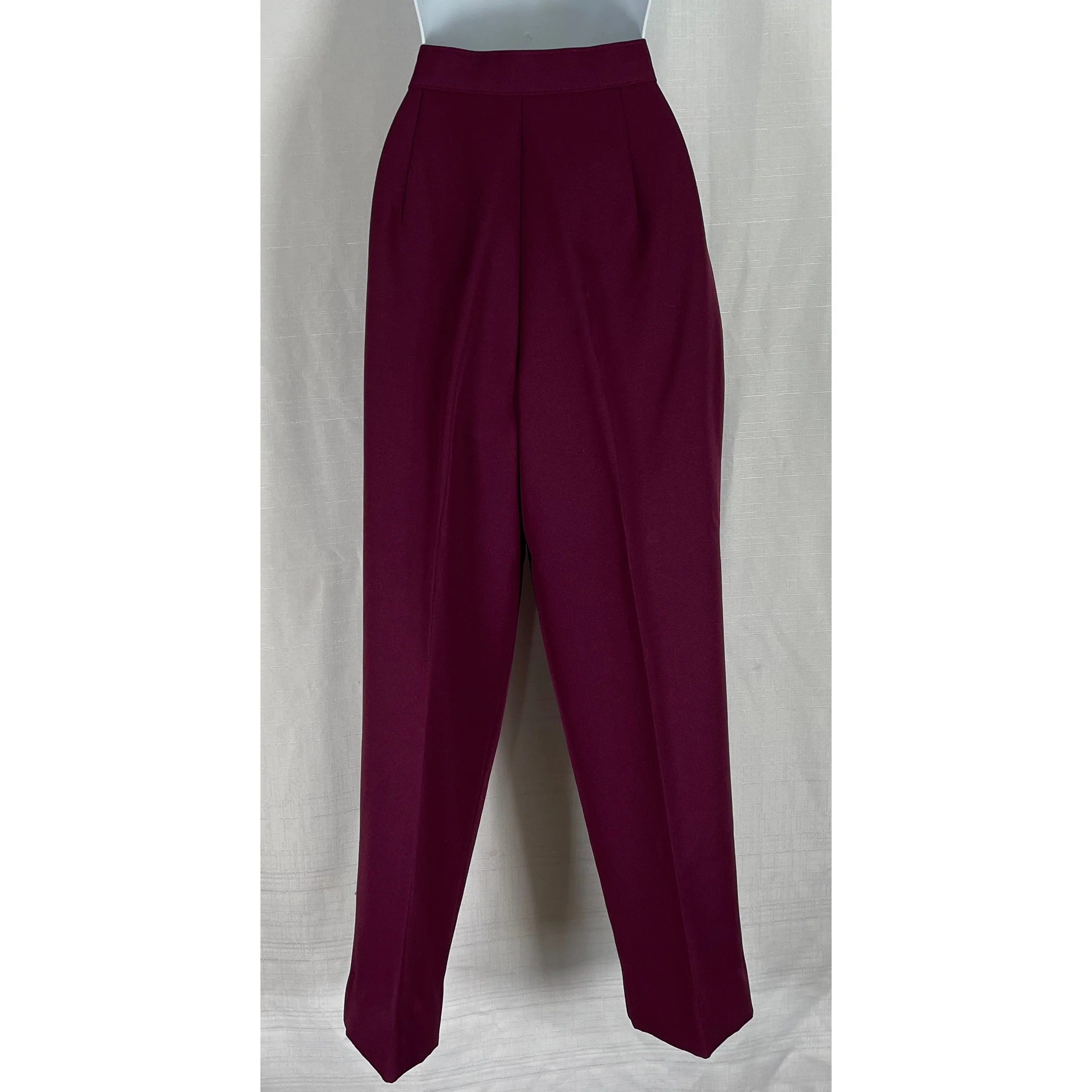 70s/80s Wine Red High Waist Cropped Pants - Image 9