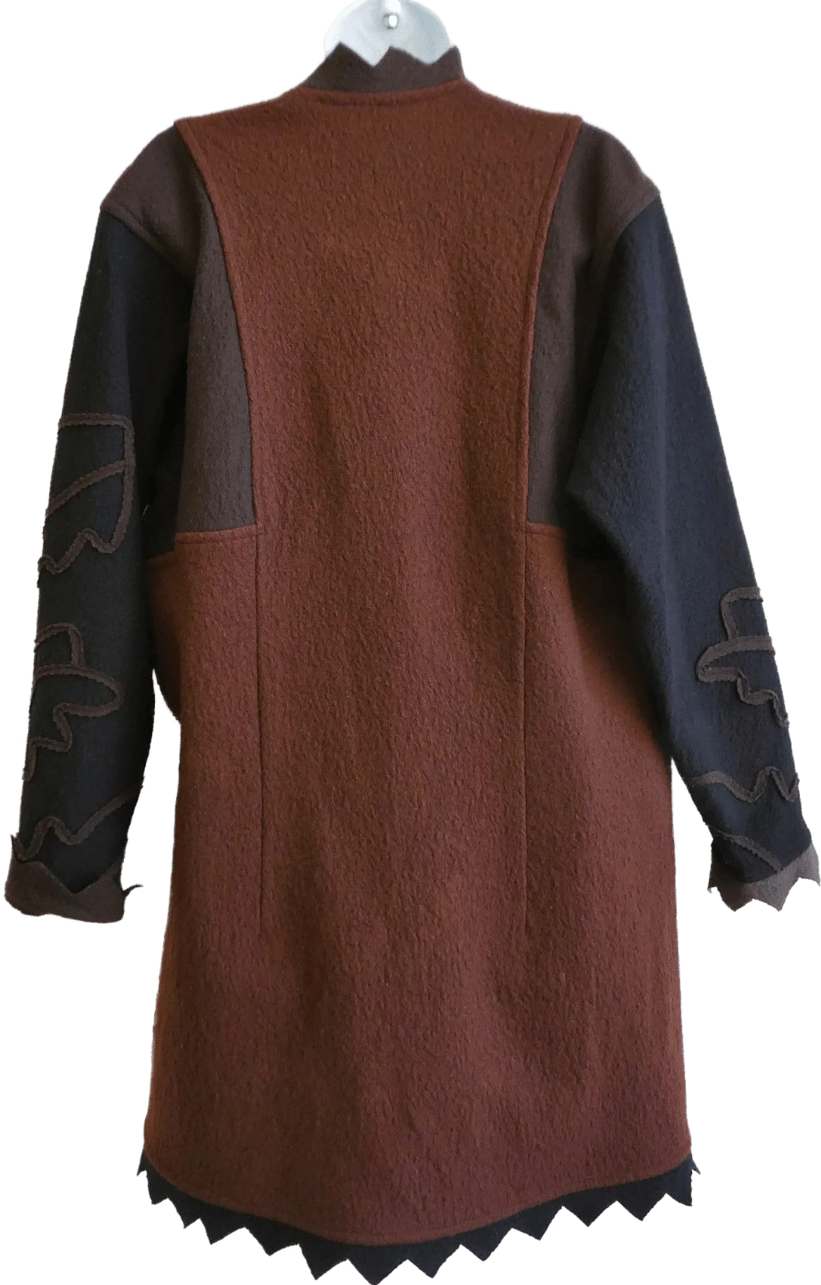 70s/80s Wool Artsy Overcoat 2 Button Embroidered Abstract By Jackie Chalkley - Image 2