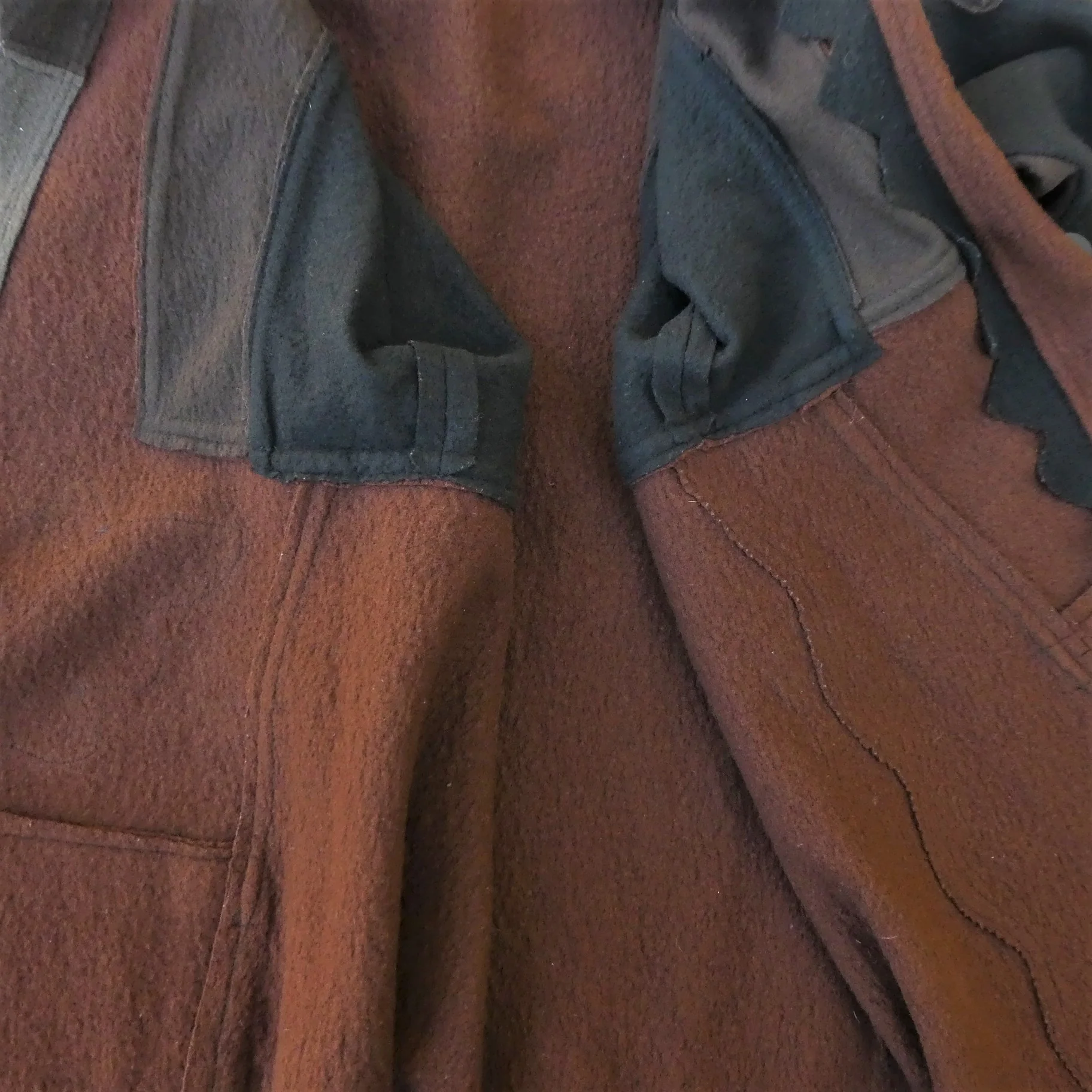 70s/80s Wool Artsy Overcoat 2 Button Embroidered Abstract By Jackie Chalkley - Image 5