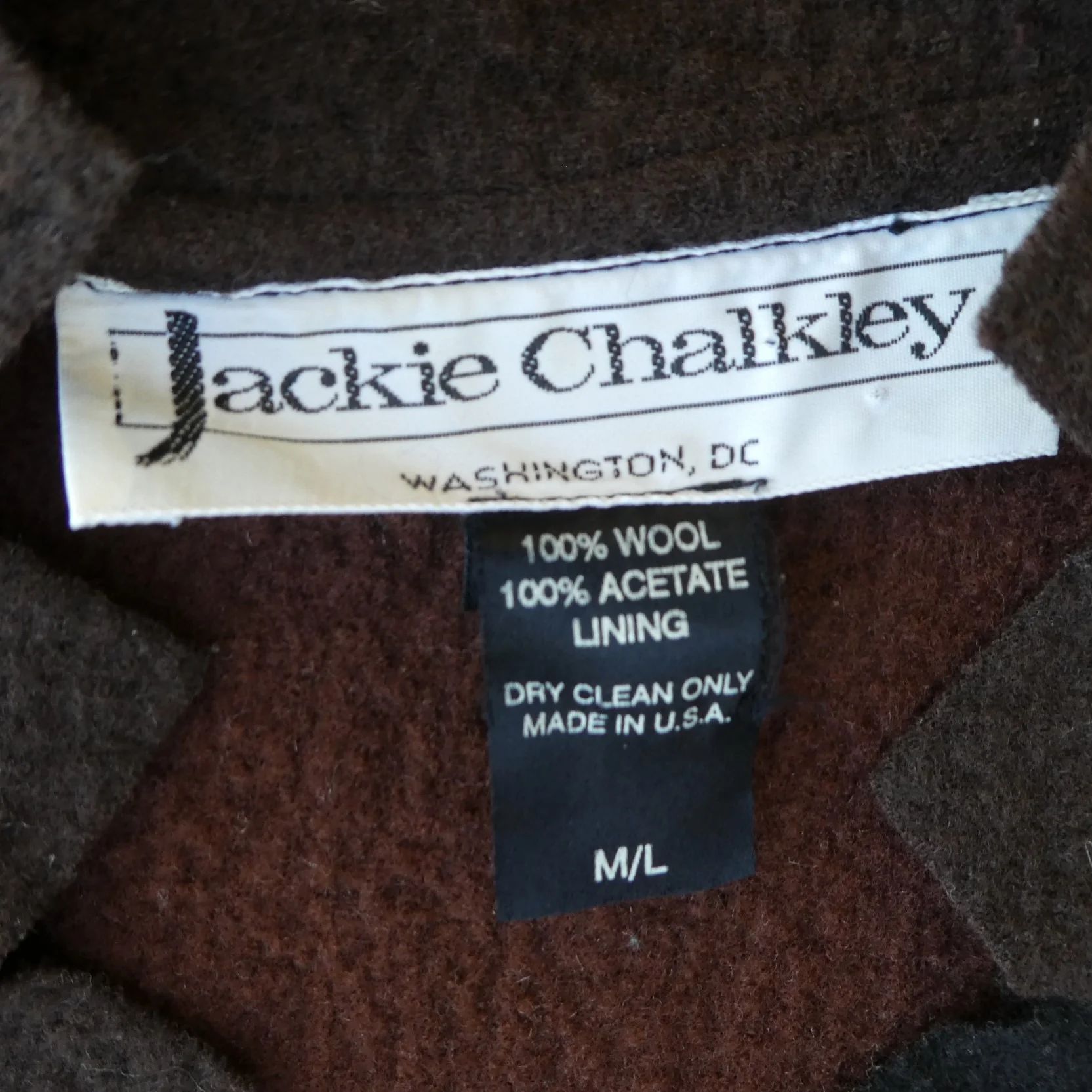 70s/80s Wool Artsy Overcoat 2 Button Embroidered Abstract By Jackie Chalkley - Image 7