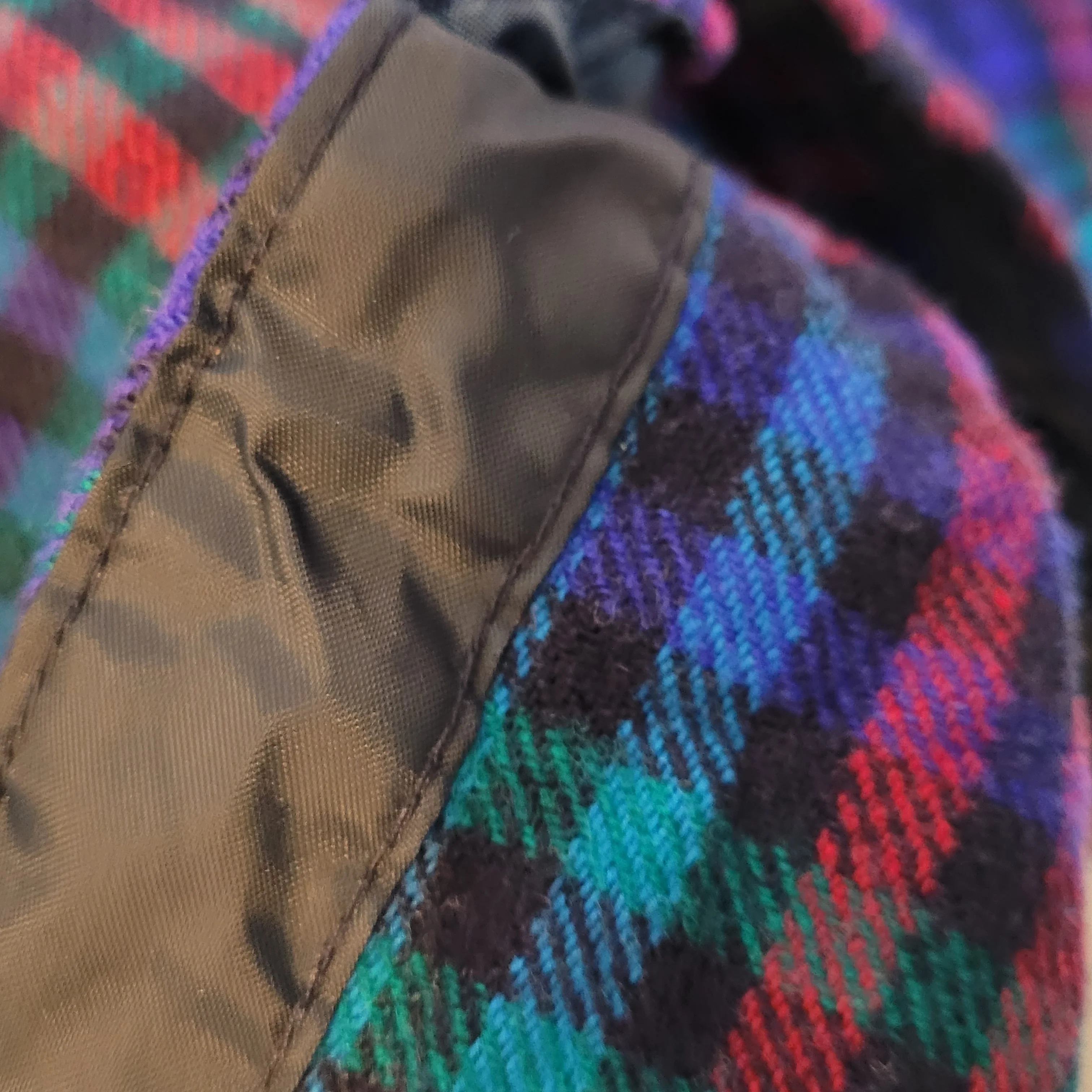 70s/80s Wool Rainbow Black Check Med Button Front Shirt By Lobo by Pendleton - Image 6