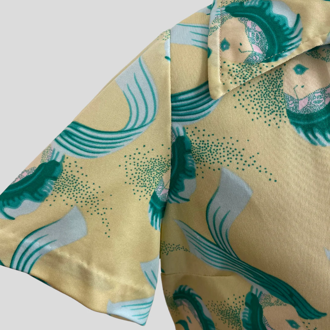 70s/80s Yellow And Green Art Deco Novelty Print Shirt - Image 5