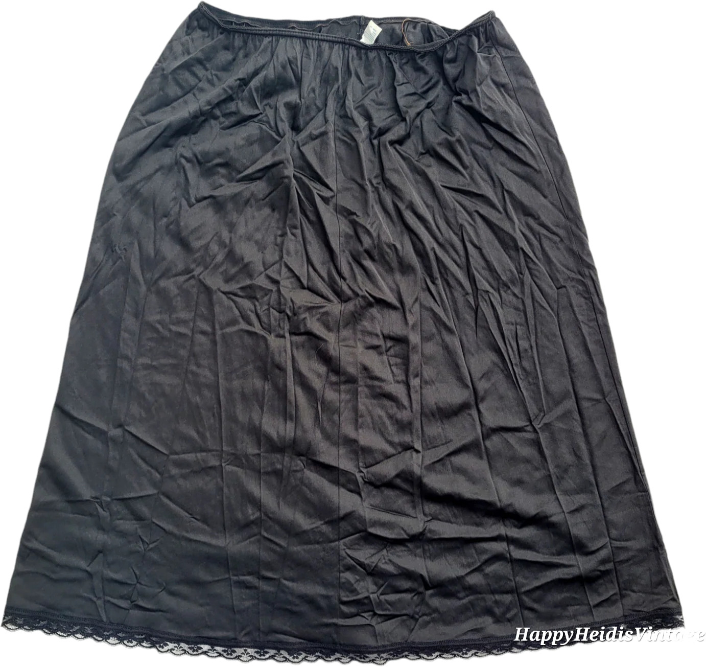 70s A-line Black Slip With Lace Trim Antron Iii By Warner's