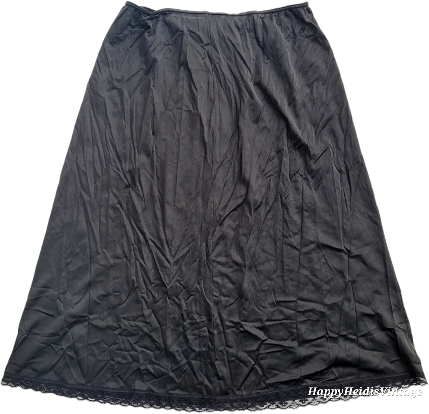 70s A-line Black Slip With Lace Trim Antron Iii By Warner's - Image 2