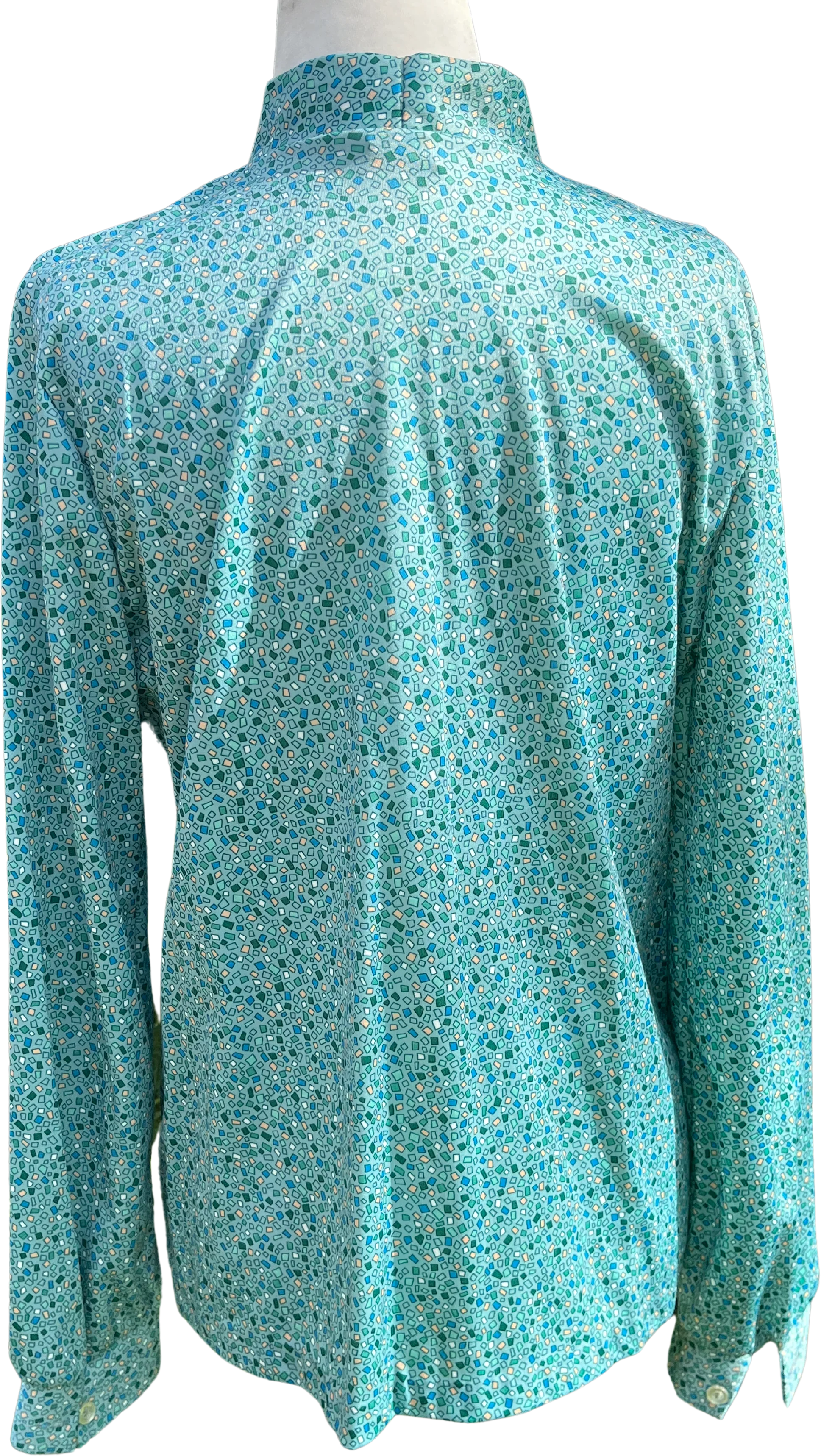 70s Abstract Blue Rectangles And Squares Blouse By Nikki - Image 2