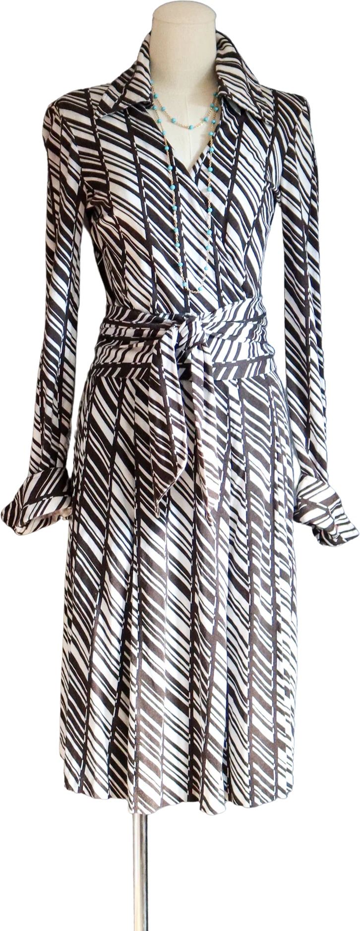 70s Abstract Stripe Brown And White Skirt Set By Diane Von Fursetenburg