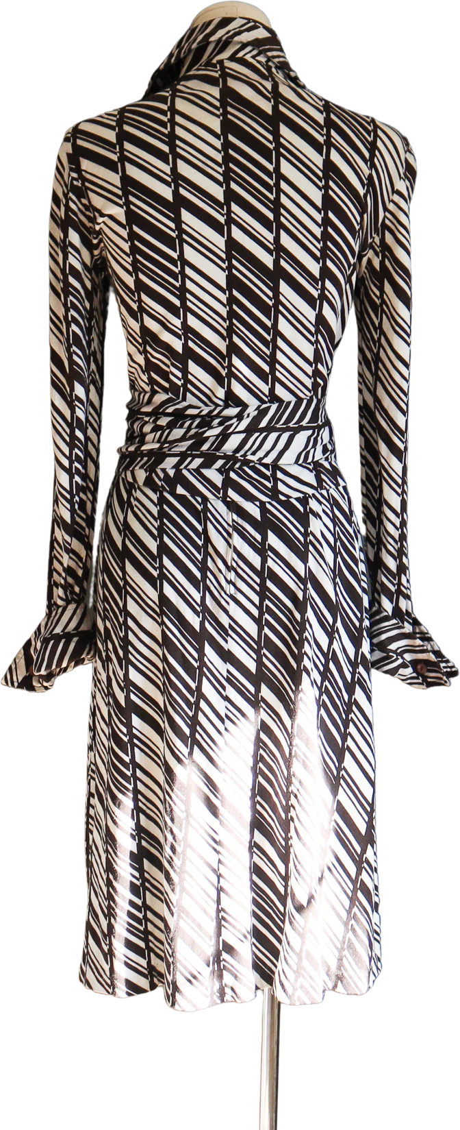 70s Abstract Stripe Brown And White Skirt Set By Diane Von Fursetenburg - Image 2