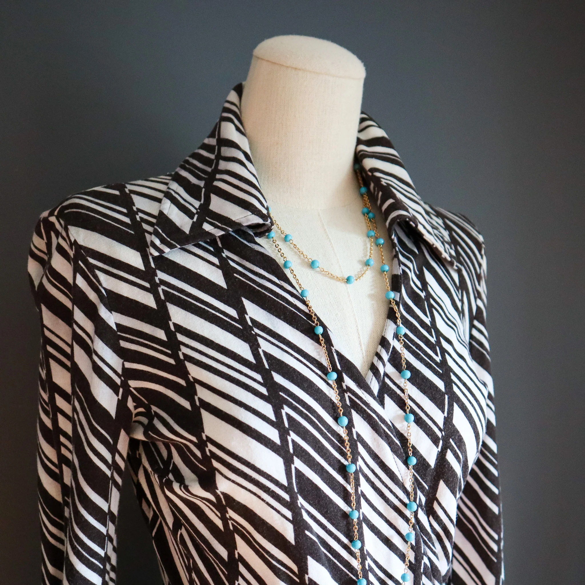 70s Abstract Stripe Brown And White Skirt Set By Diane Von Fursetenburg - Image 4