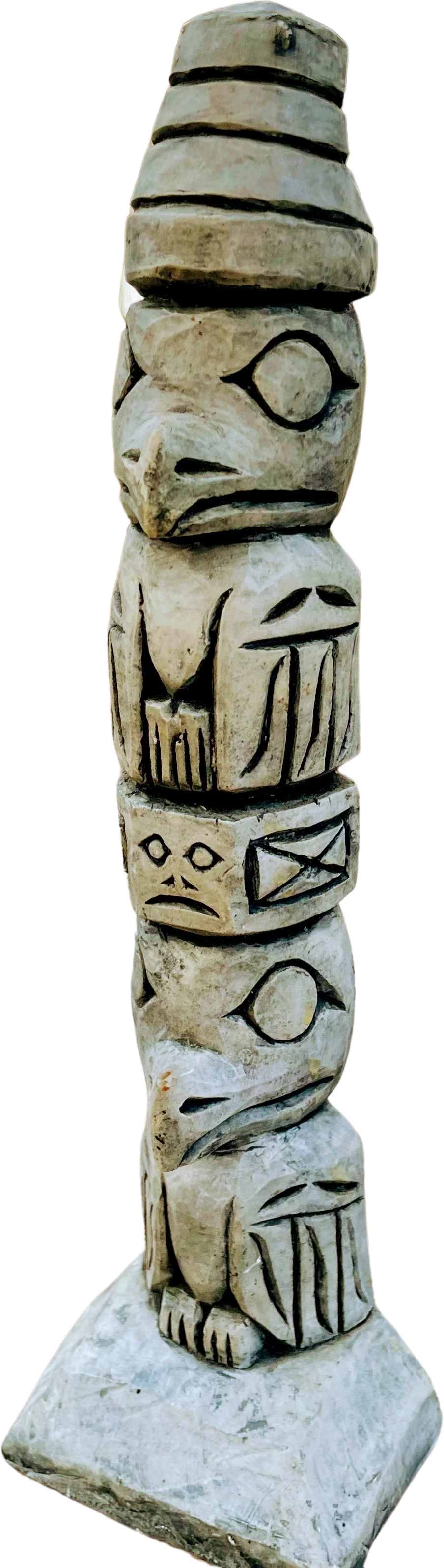 70s Alaskan Totem Pole Sculpture Decor Chalkware By A.c.e. Alaska - Image 2