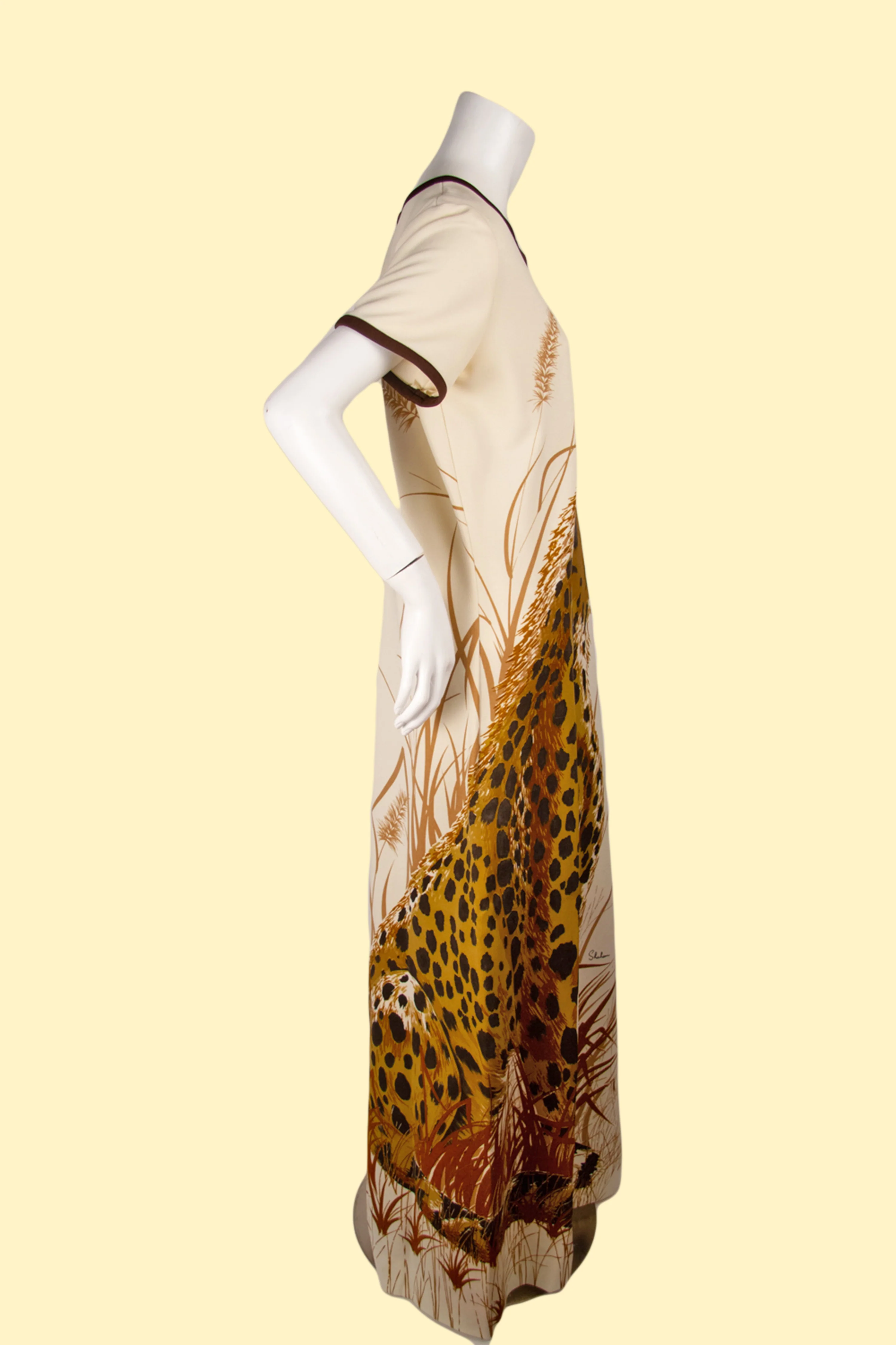 70s Alfred Shaheen Maxi Dress With Cheetah Print By Alfred Shaheen - Image 5