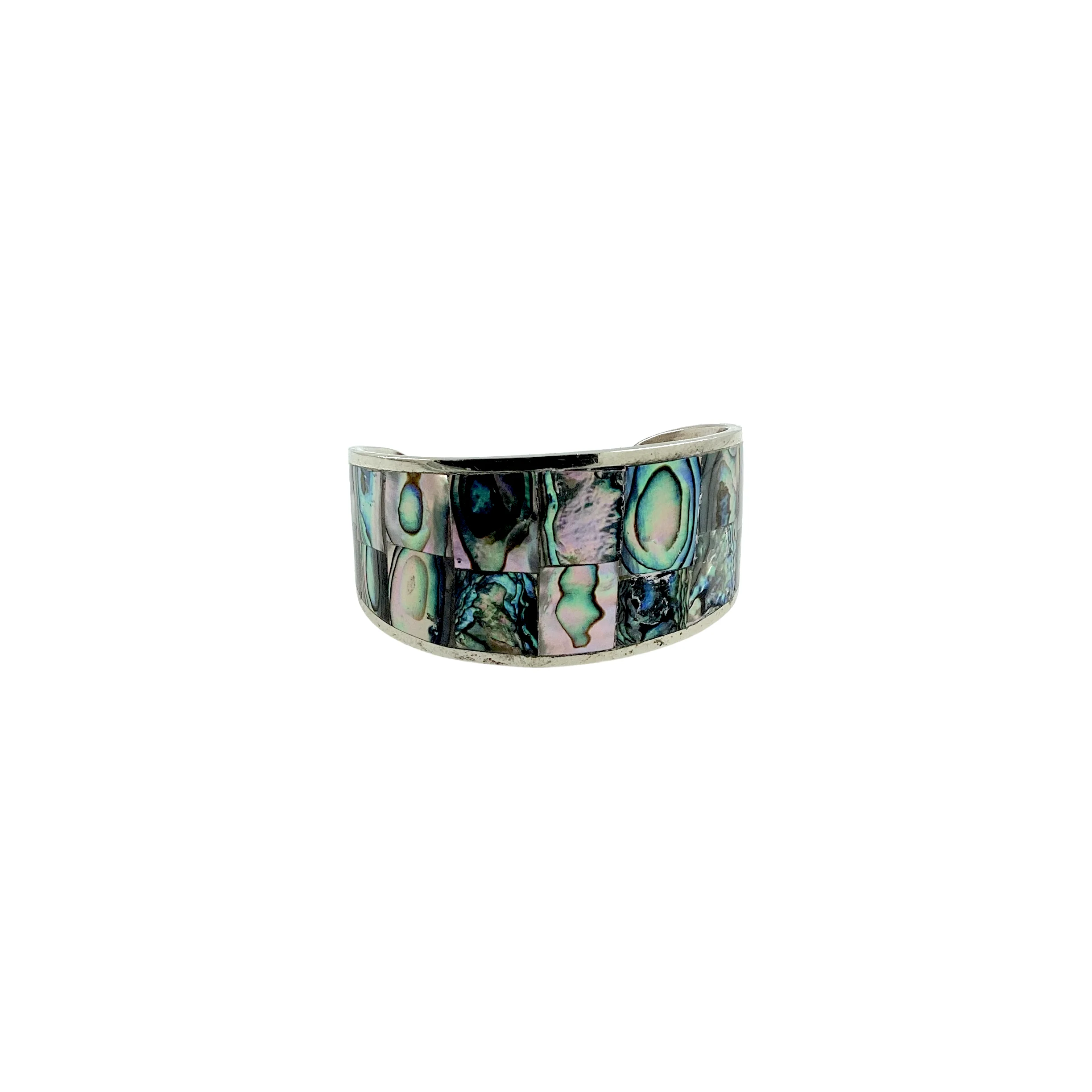 70s Alpaca Abalone Wide Unisex Cuff Bracelet By Mexico - Image 10