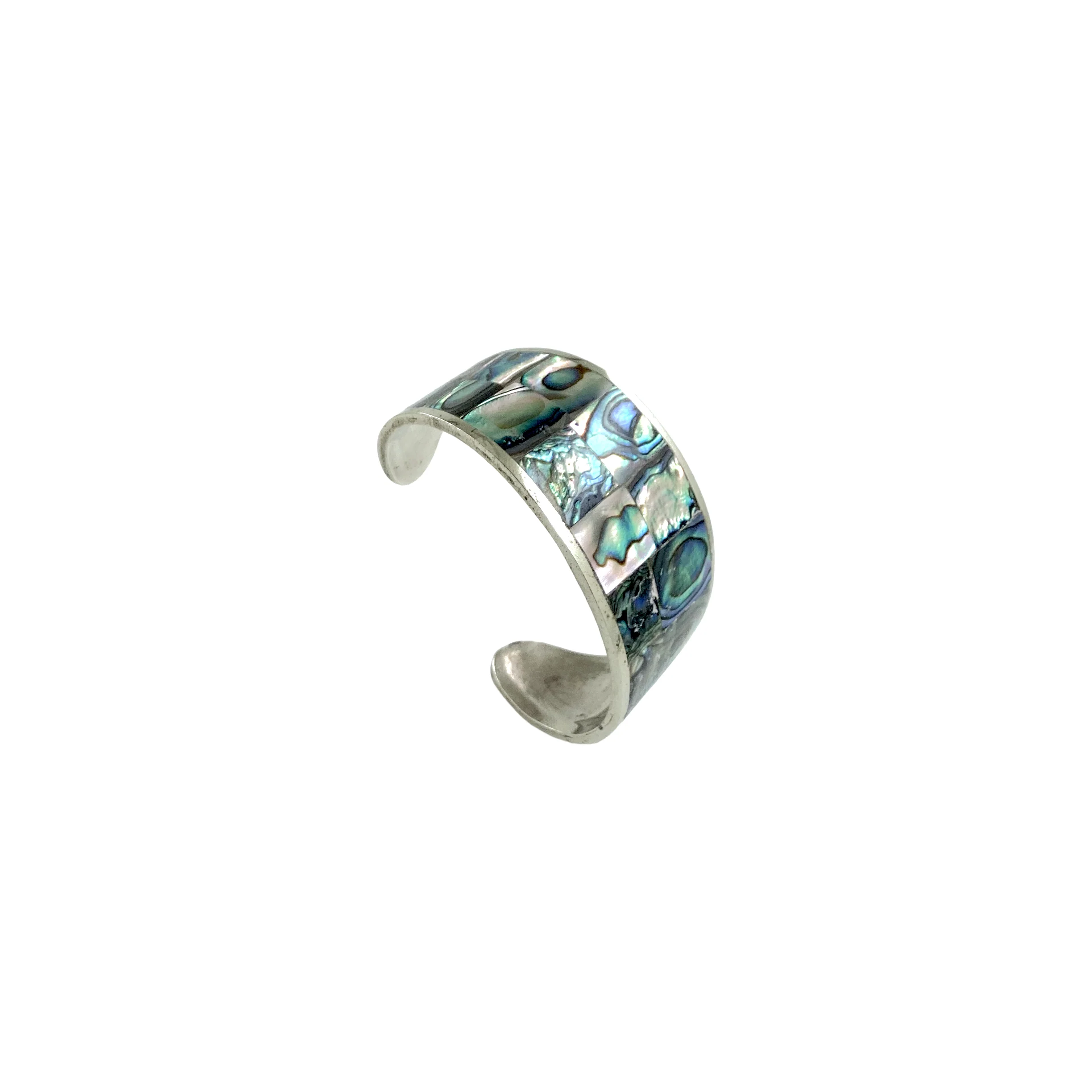 70s Alpaca Abalone Wide Unisex Cuff Bracelet By Mexico - Image 11