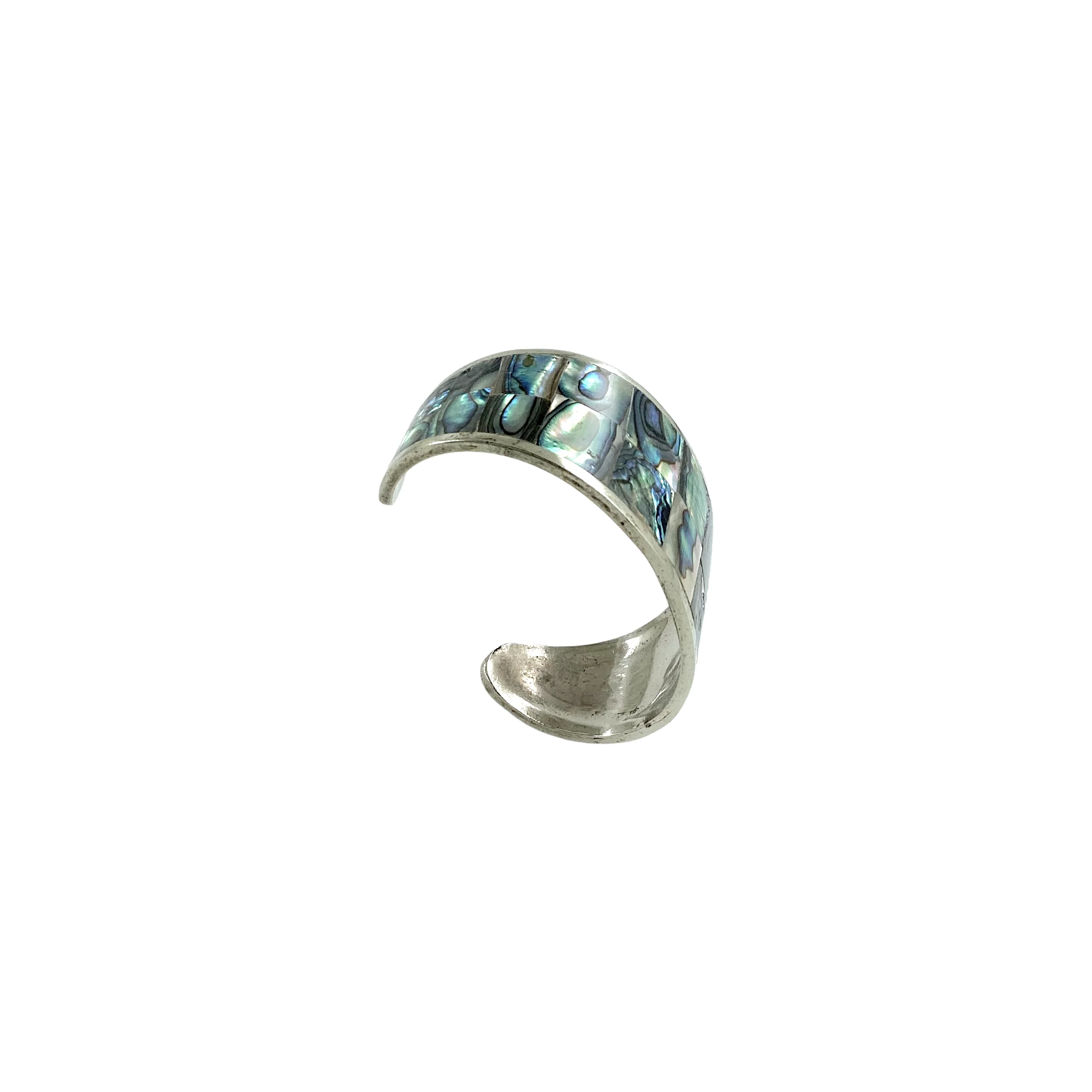 70s Alpaca Abalone Wide Unisex Cuff Bracelet By Mexico - Image 13