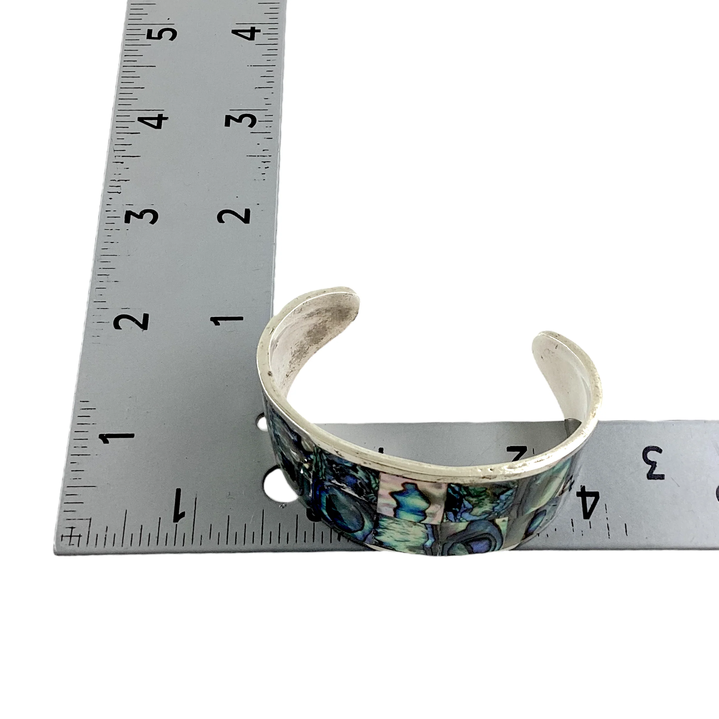 70s Alpaca Abalone Wide Unisex Cuff Bracelet By Mexico - Image 17