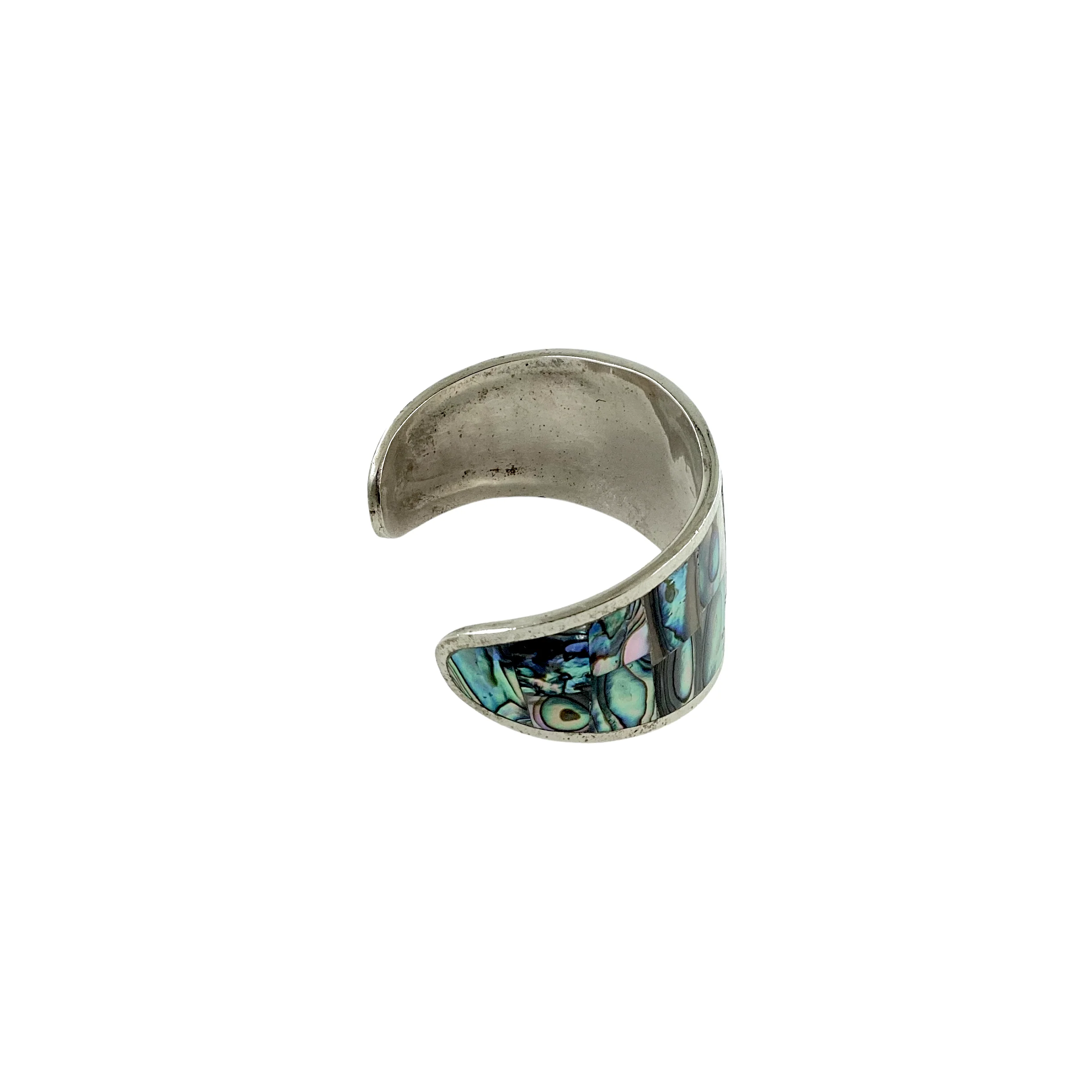 70s Alpaca Abalone Wide Unisex Cuff Bracelet By Mexico - Image 7