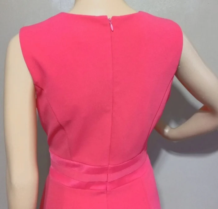 70s Apricot Orange Fit And Flare Dress Hidden Back Zip By Calvin Klein - Image 4