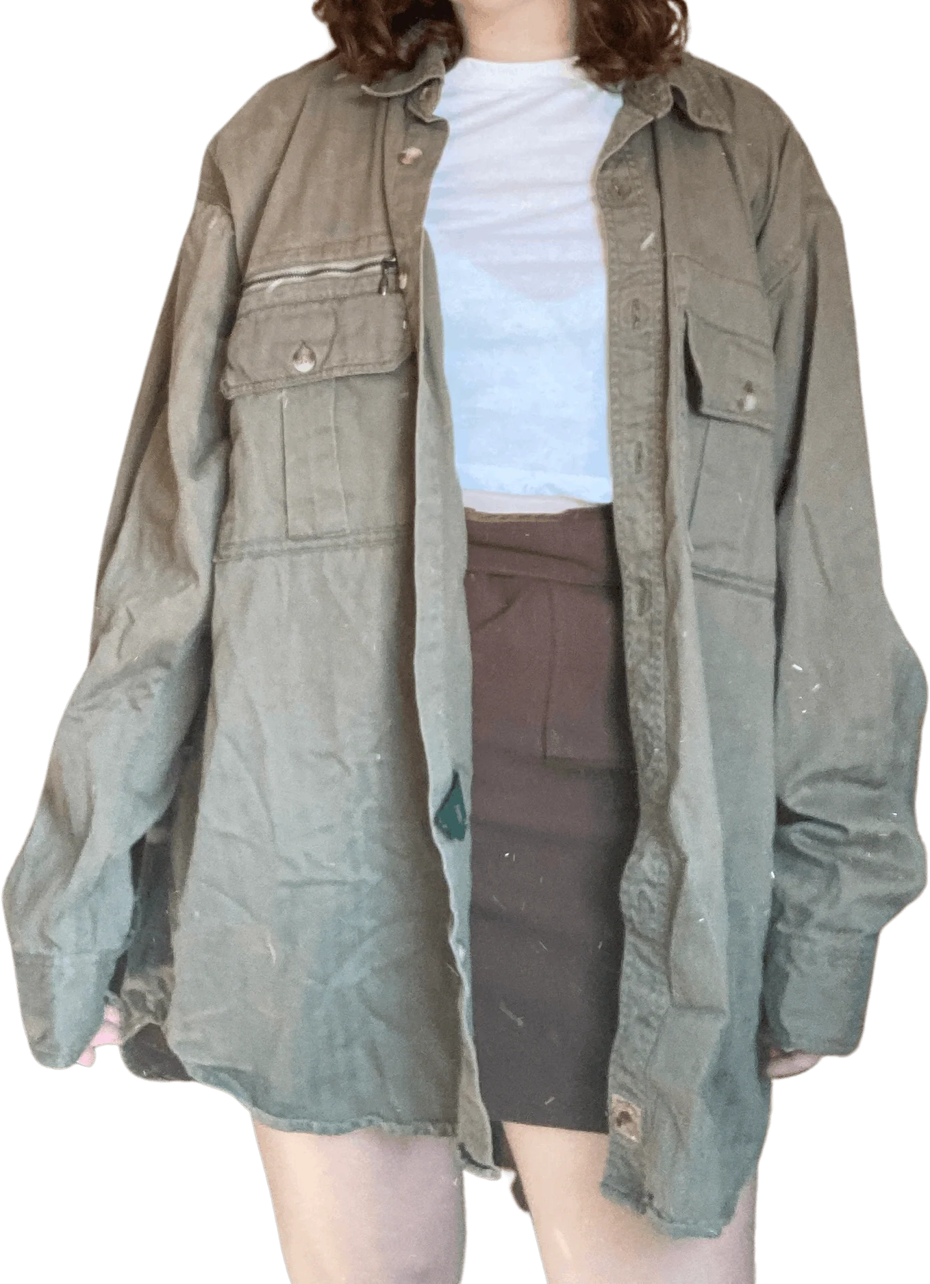 90s Army Green Button Up Shacket By Boston Traders