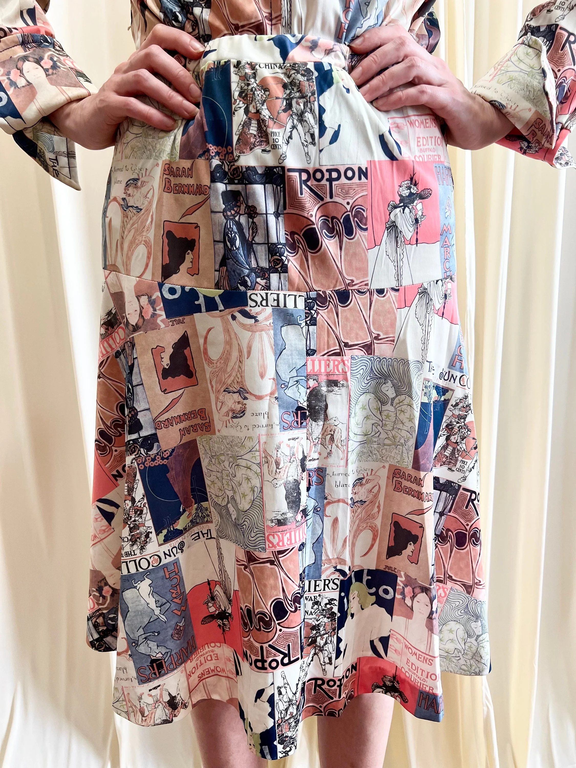 70s Art Deco Newspaper Magazine Novelty Print Two Piece Skirt Set Jeanne Durrell - Image 8