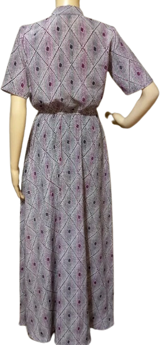 70s Art Deco Rose And Cream Color Maxi Dress, By Handcrafted - Image 2