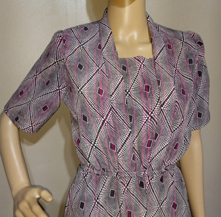 70s Art Deco Rose And Cream Color Maxi Dress, By Handcrafted - Image 4