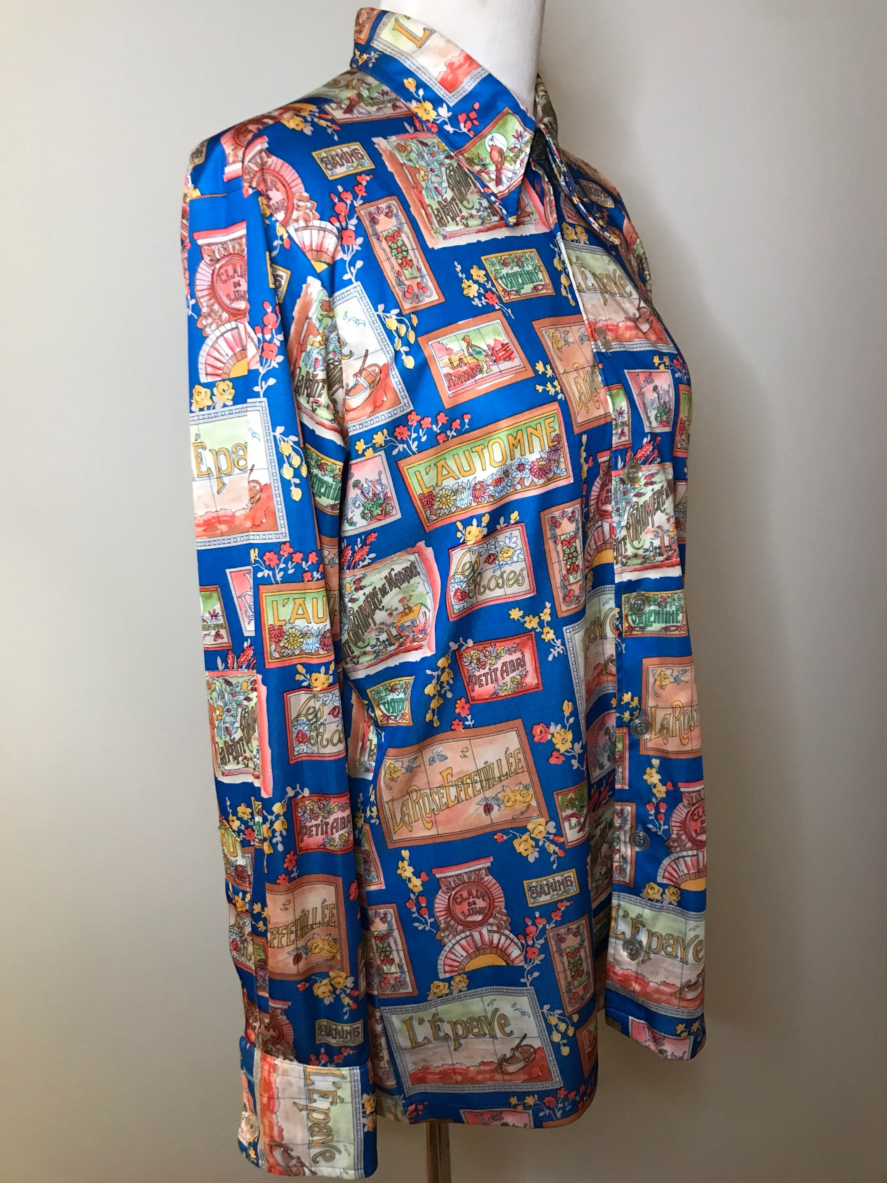 70s Art Nouveau Mucha Inspired Disco Button Up Shirt By Givenchy for Chesa - Image 3