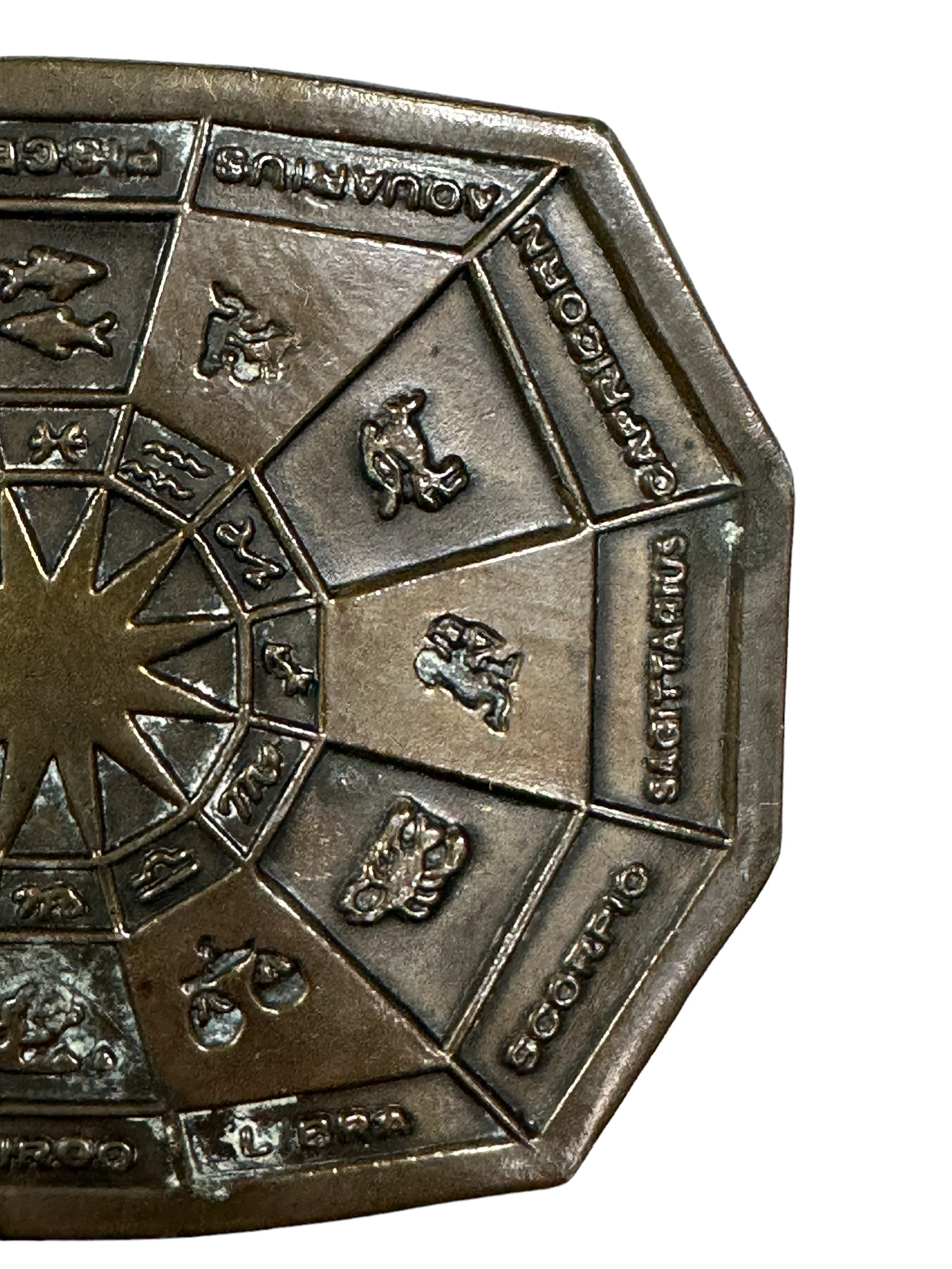 70s Astrology Zodiac Brass Belt Buckle - Image 6