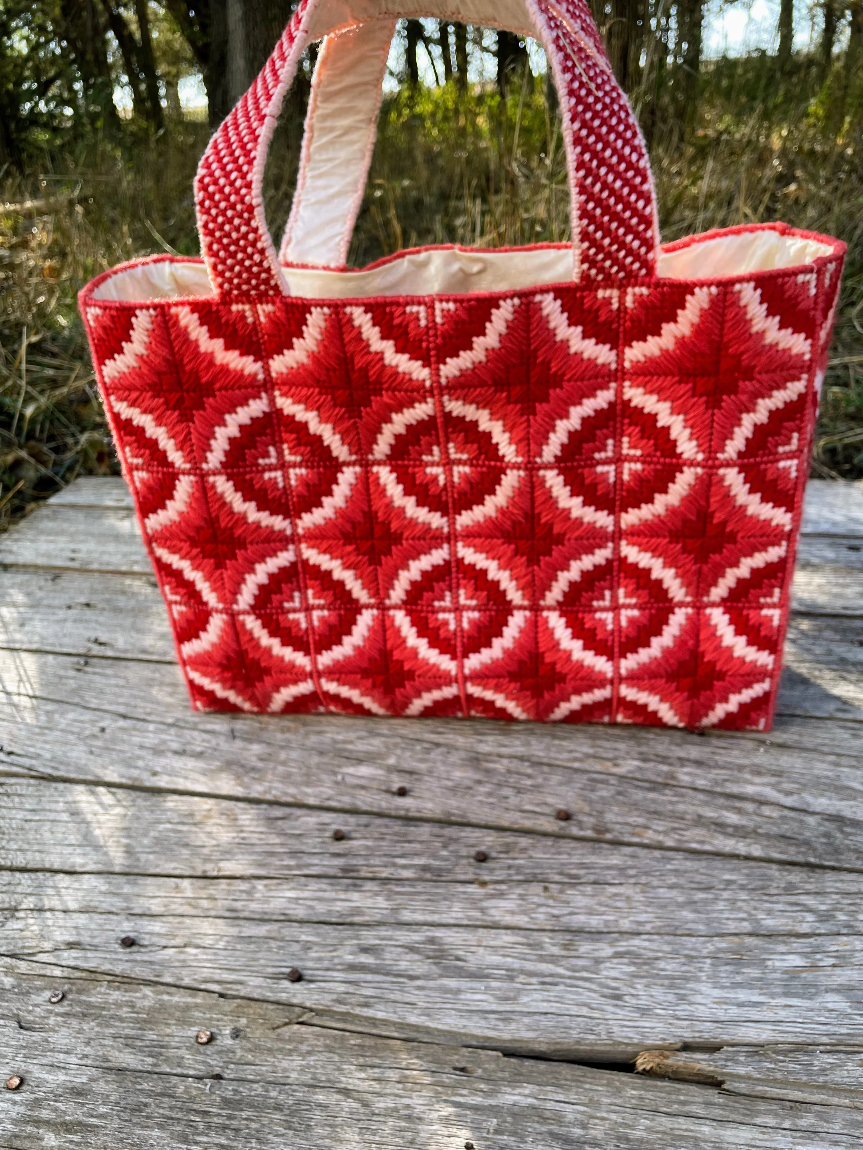 70s Bargello Needlepoint Tote Bag Boho - Image 12