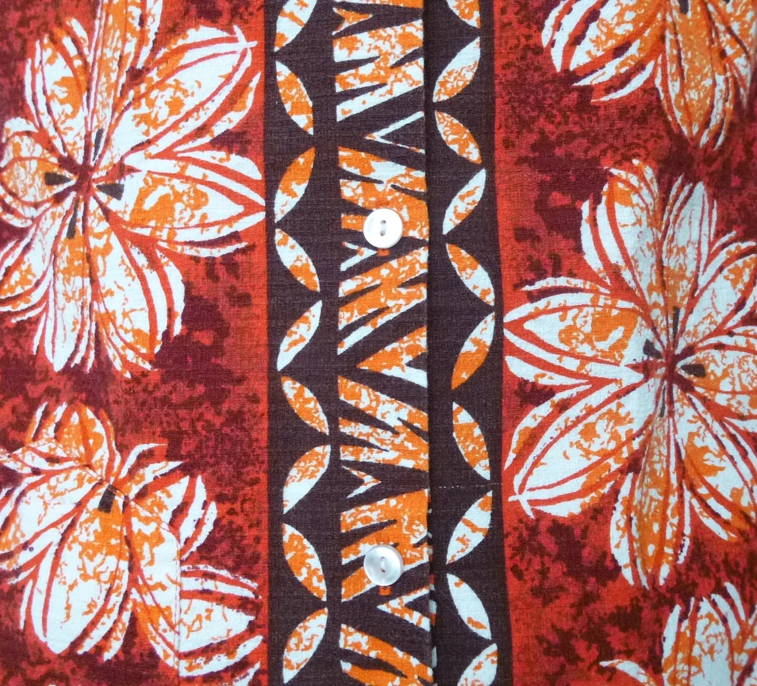 70s Barkcloth Hawaiian Shirt Small by Pomere - Image 4