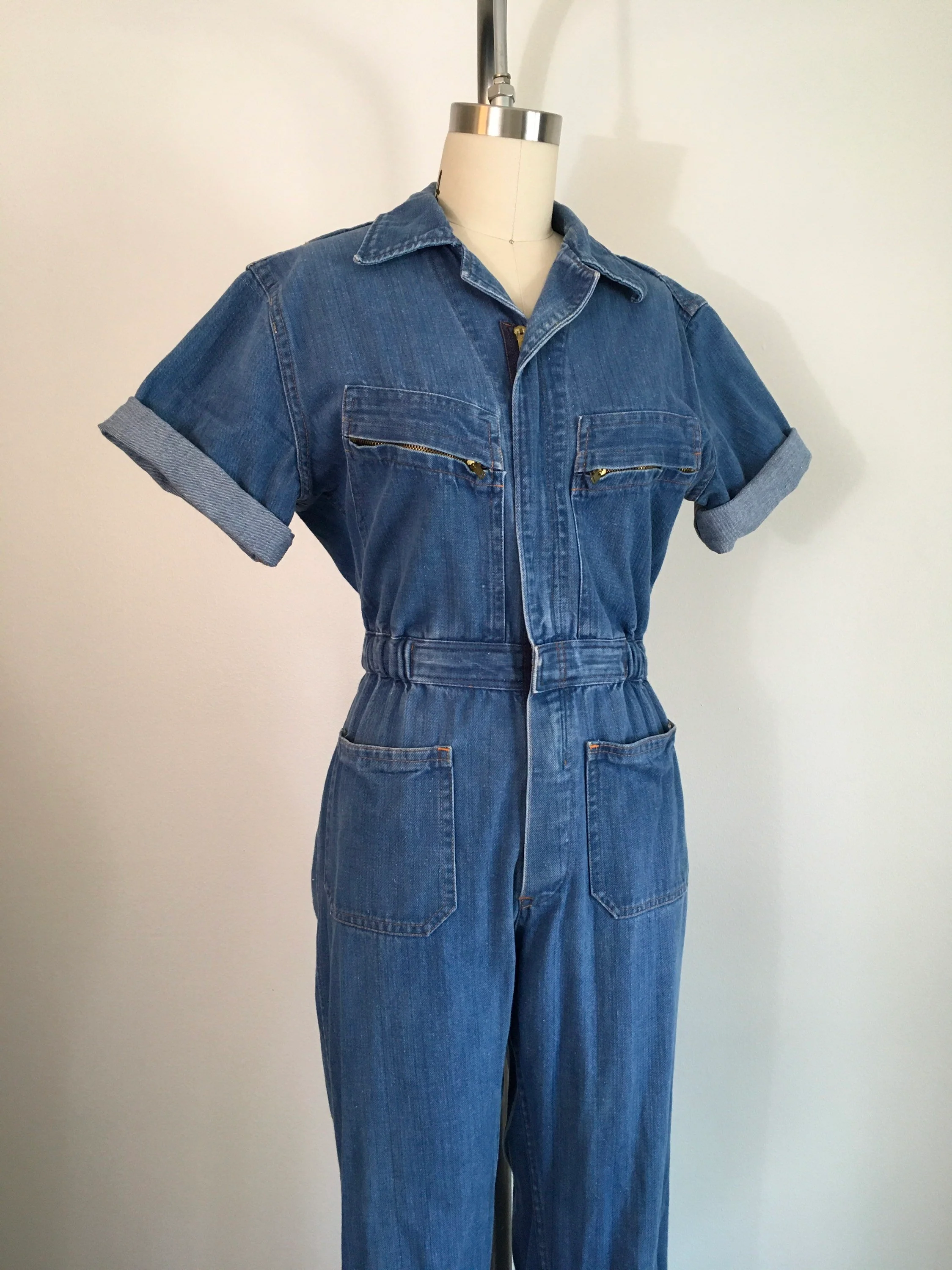 70's Bell Bottom Denim Coveralls - Image 4