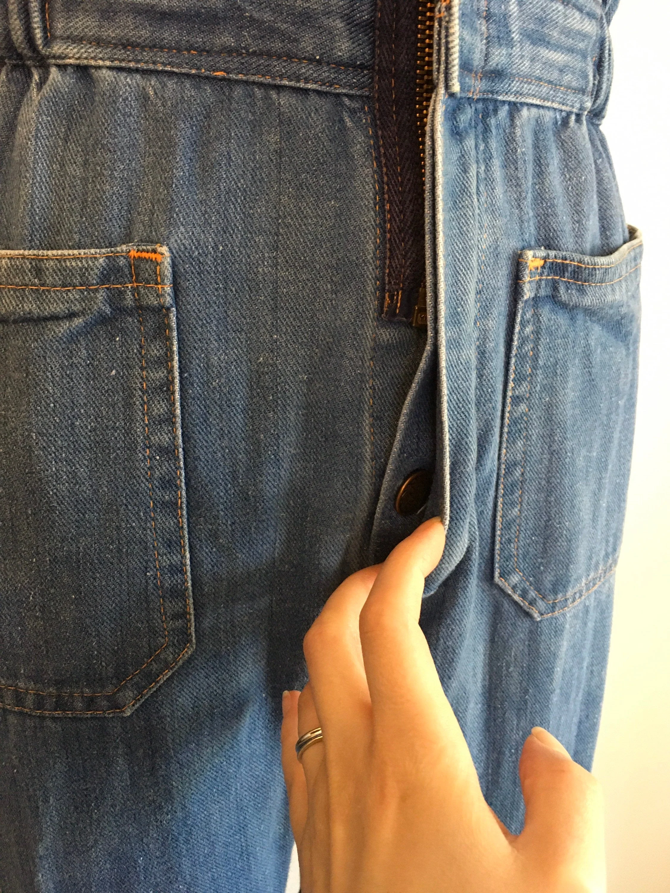 70's Bell Bottom Denim Coveralls - Image 5