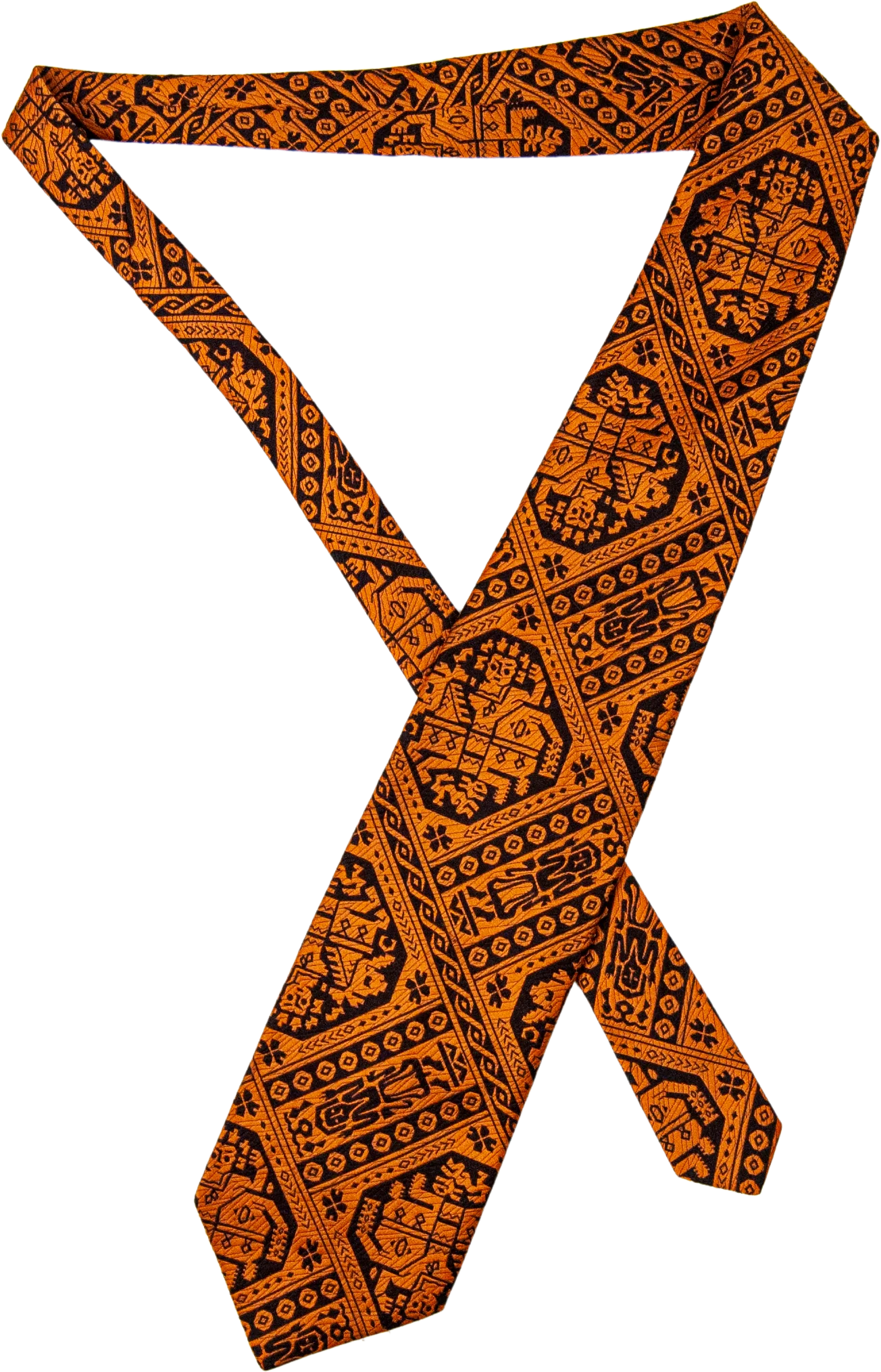 70s Black And Orange Funky Geometrical Tie by Resilio
