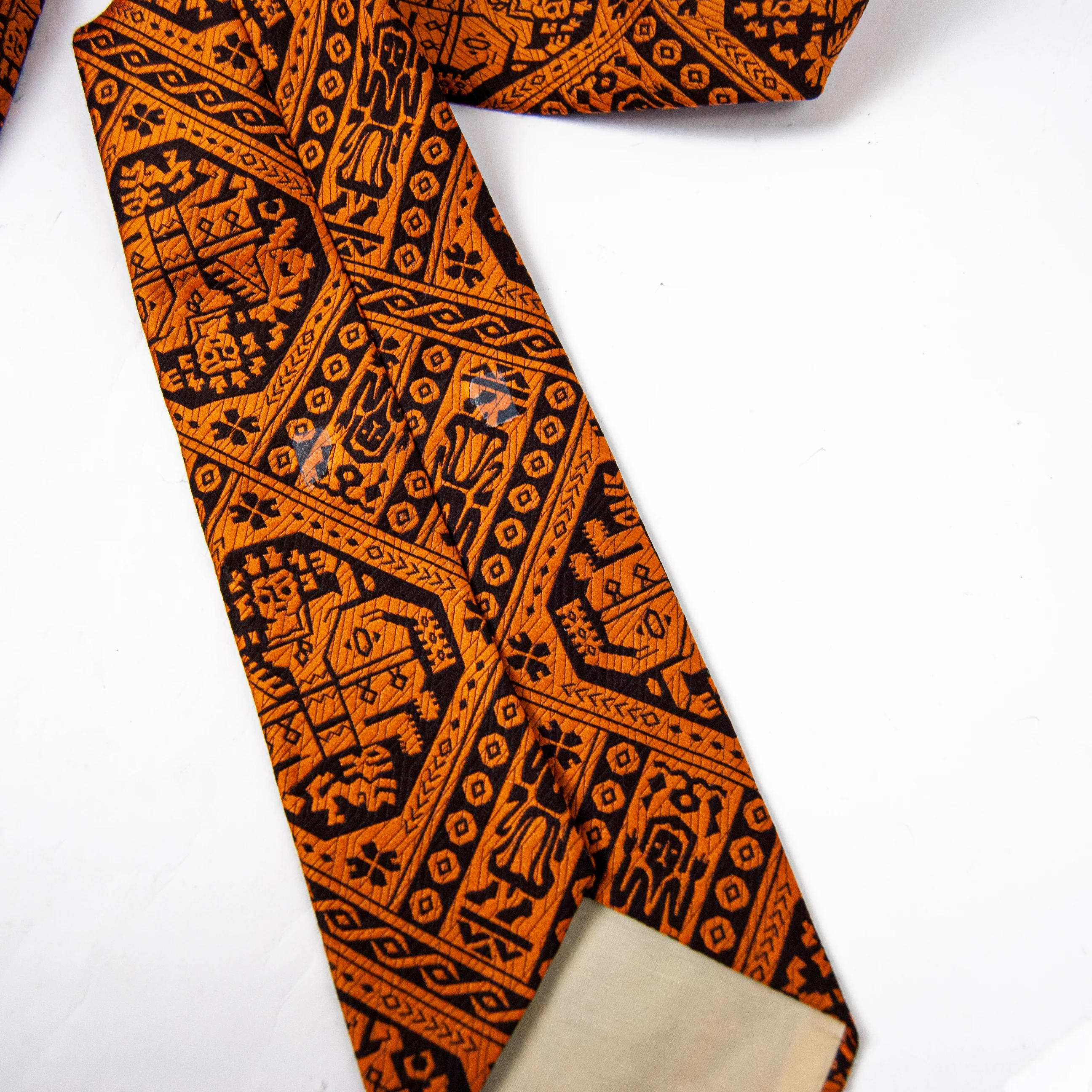 70s Black And Orange Funky Geometrical Tie by Resilio - Image 4