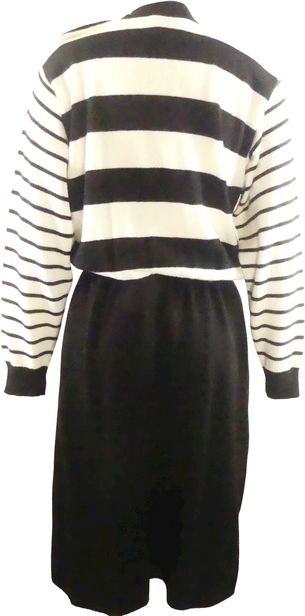70s Black And White Stretch Cotton And Silk Knit Dress By Schrader - Image 2