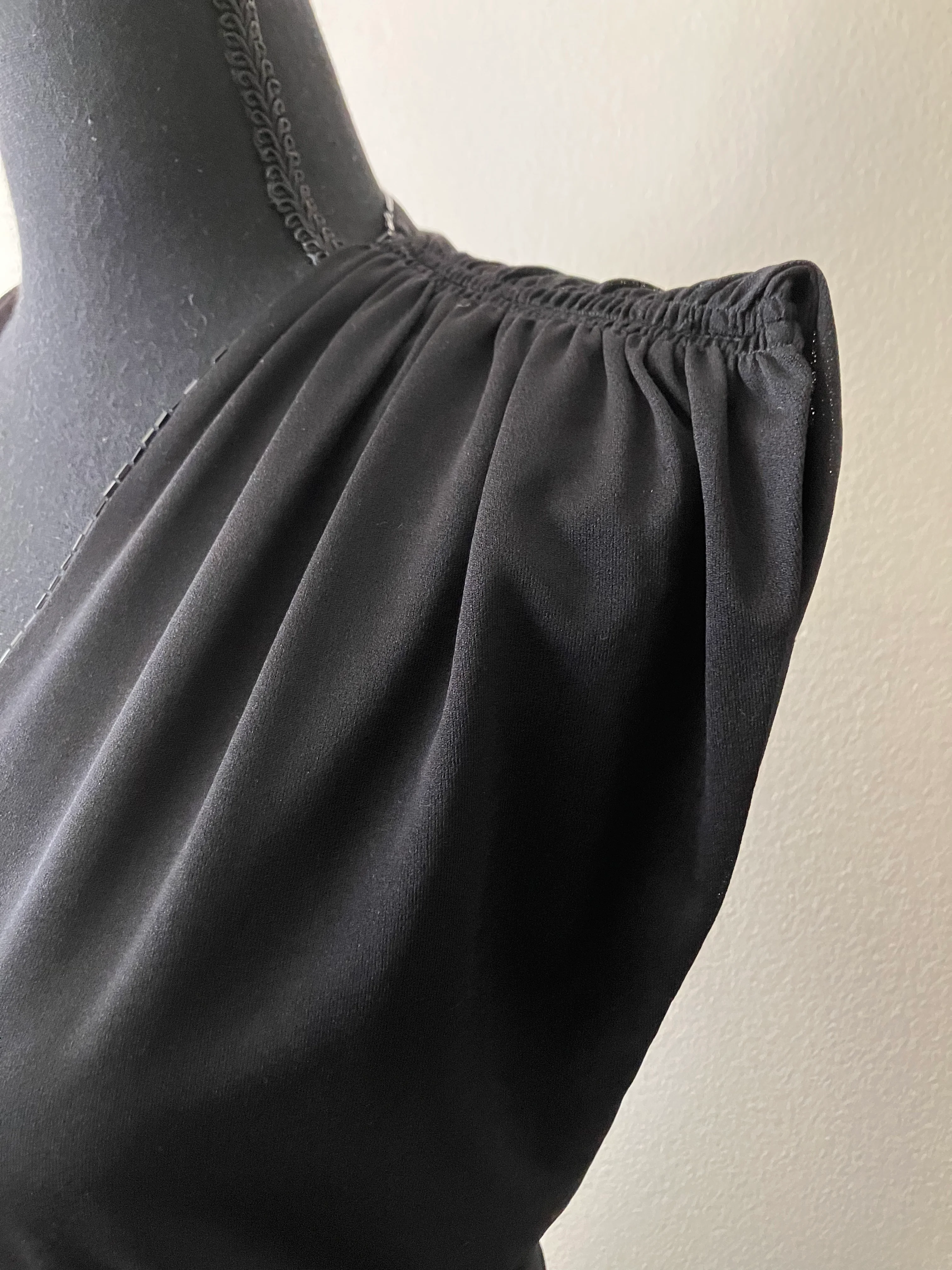 70s Black Disco Wrap Dress With Black Beaded Trim By Union Made - Image 6