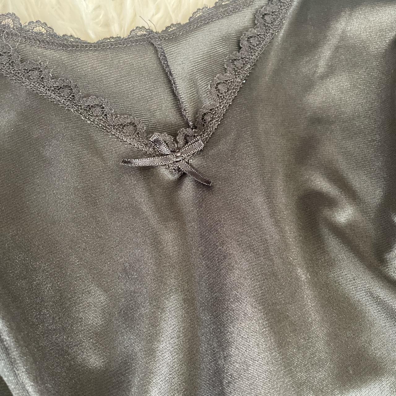 70s Black Fairy Grunge Lace Bow Cami - Image 3