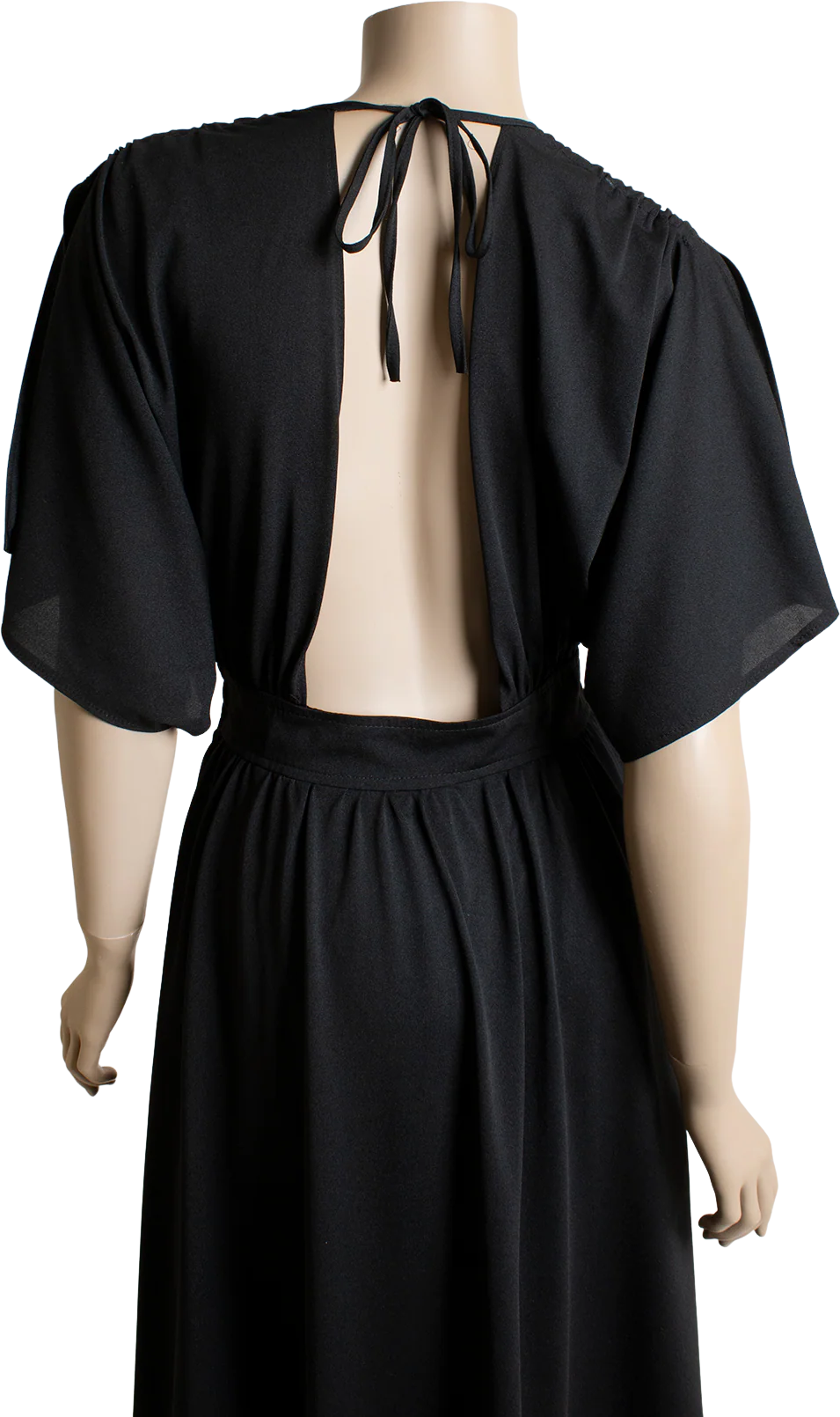 70s Black Flutter Wing Disco Sexy Open Back Maxi Dress - Image 2