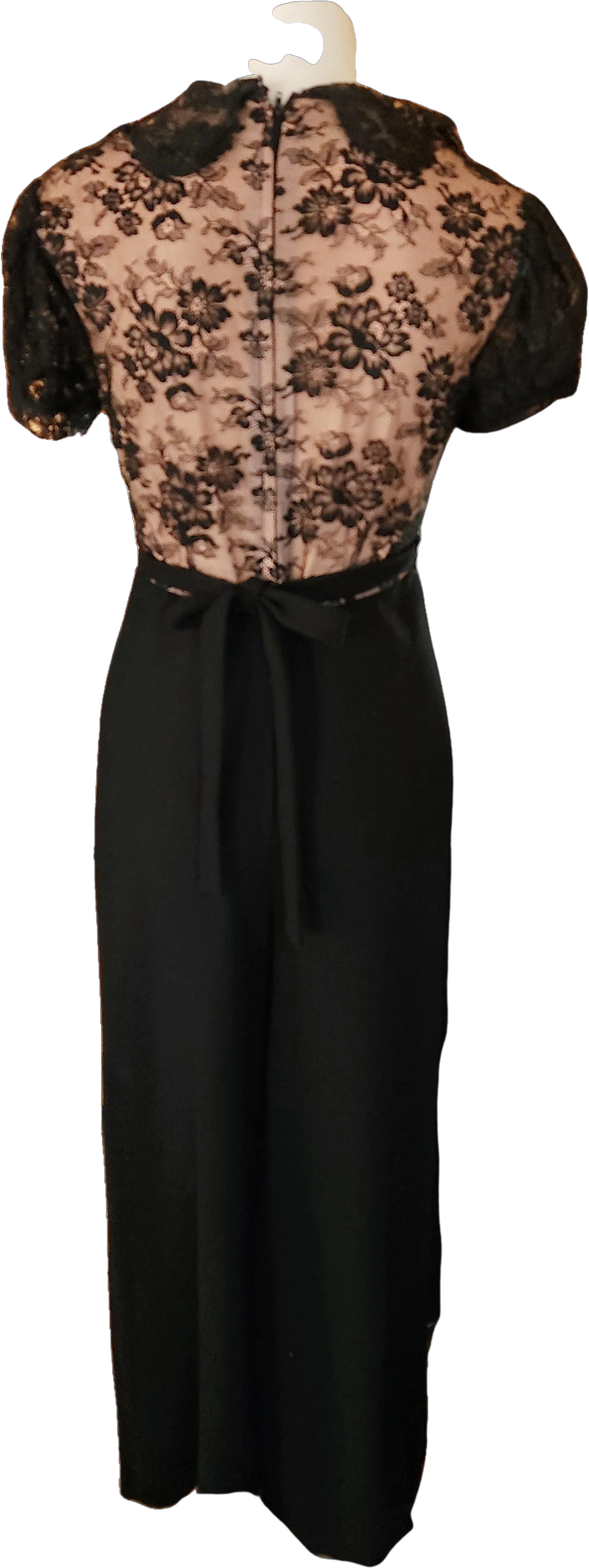 70s Black Lace Top Palazzo Jumpsuit By Jean Allen Southport - Image 2
