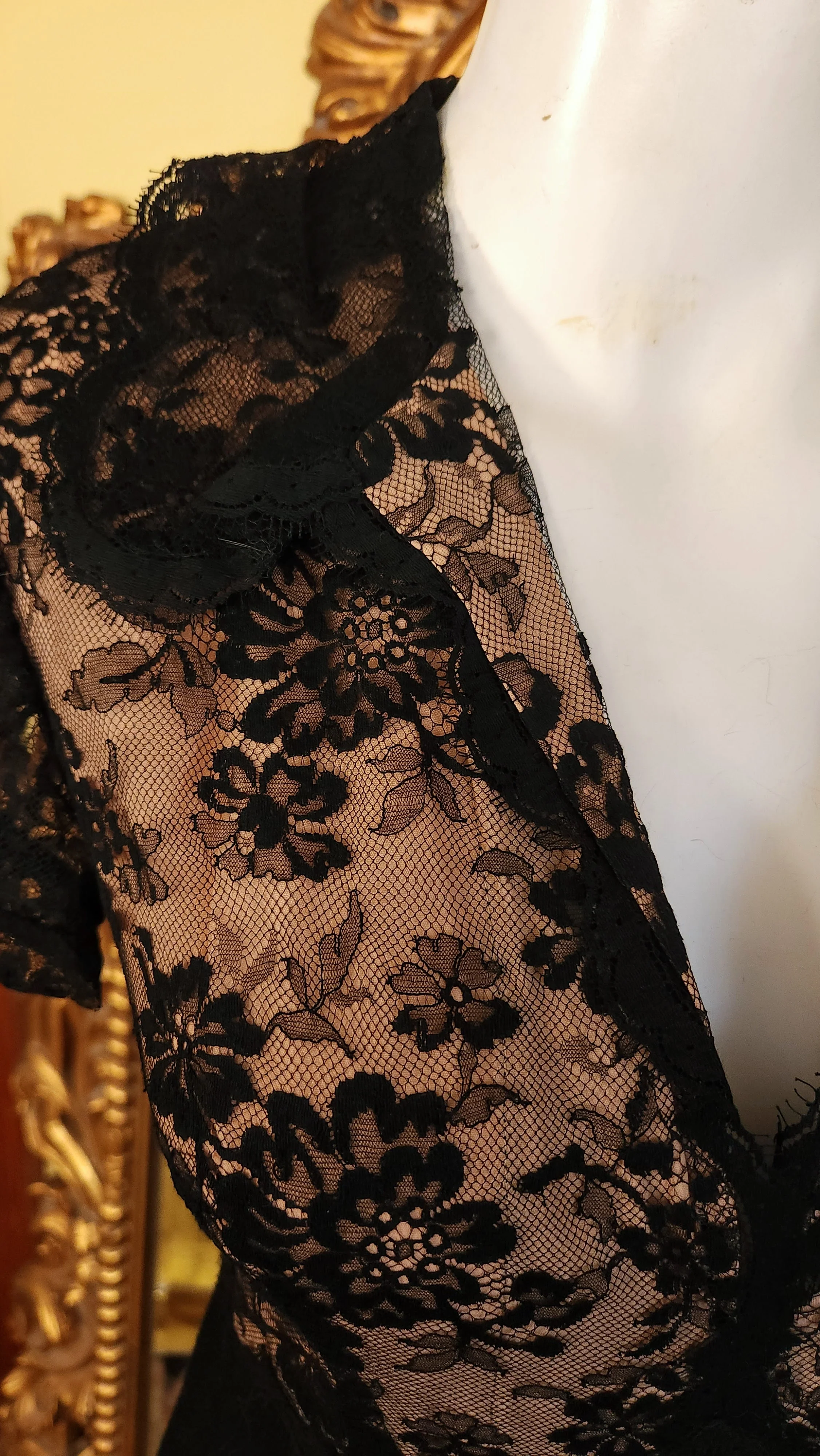 70s Black Lace Top Palazzo Jumpsuit By Jean Allen Southport - Image 5