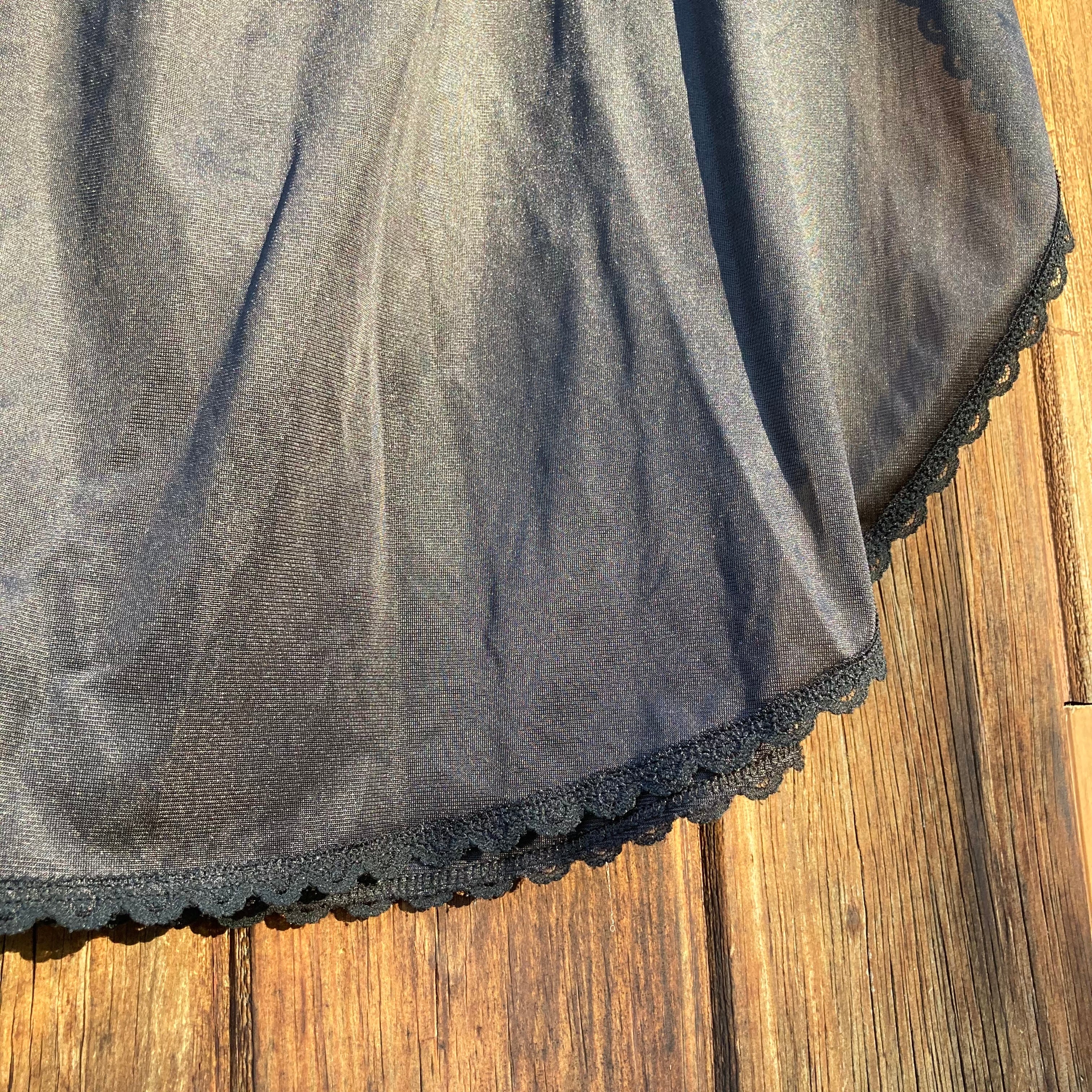 70s Black Lace Trim Half Slip Skirt By Montgomery Ward - Image 3
