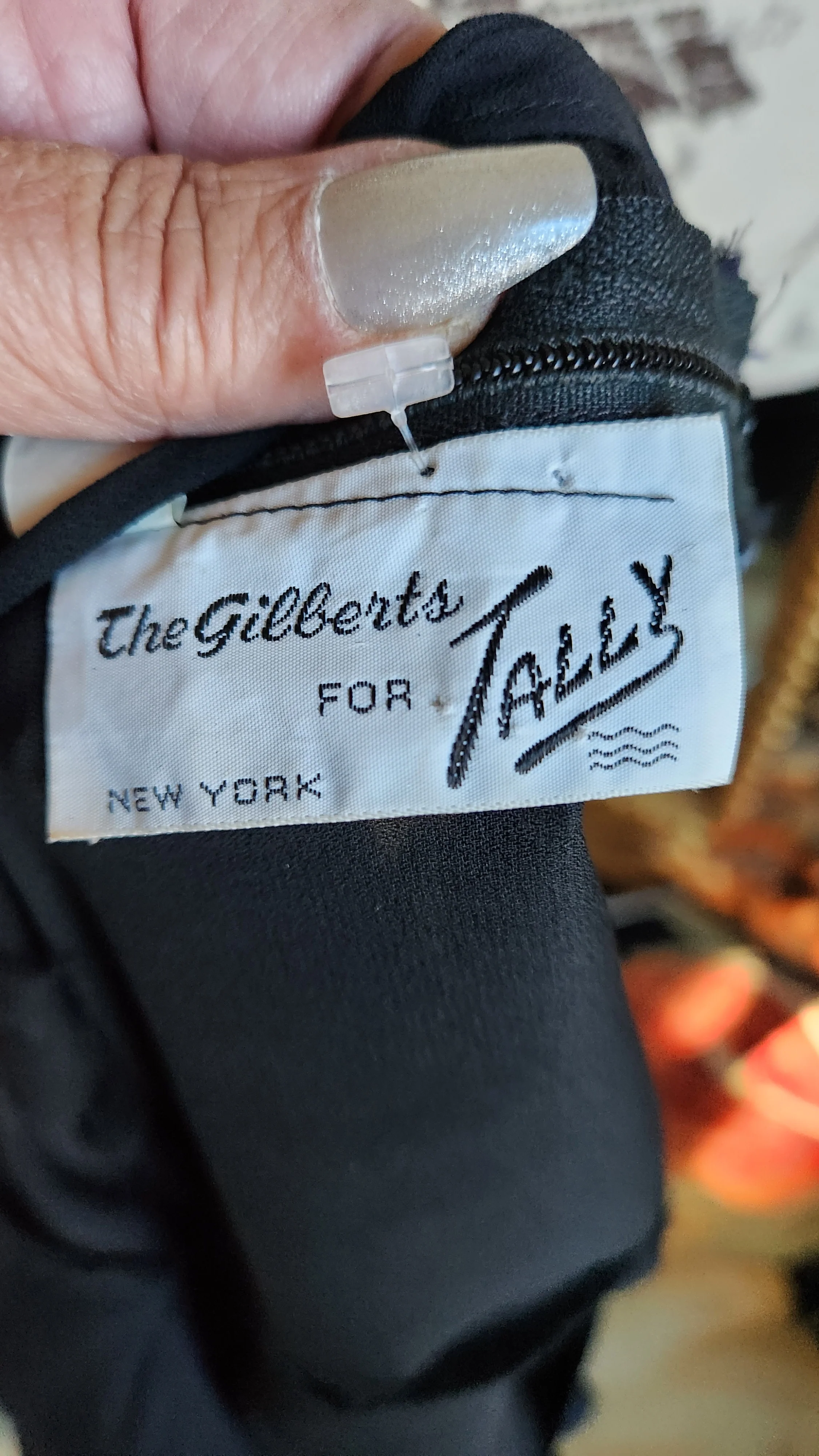 70s Black Ruffled Chiffon Disco Dress By The Gilberts for Tally - Image 6