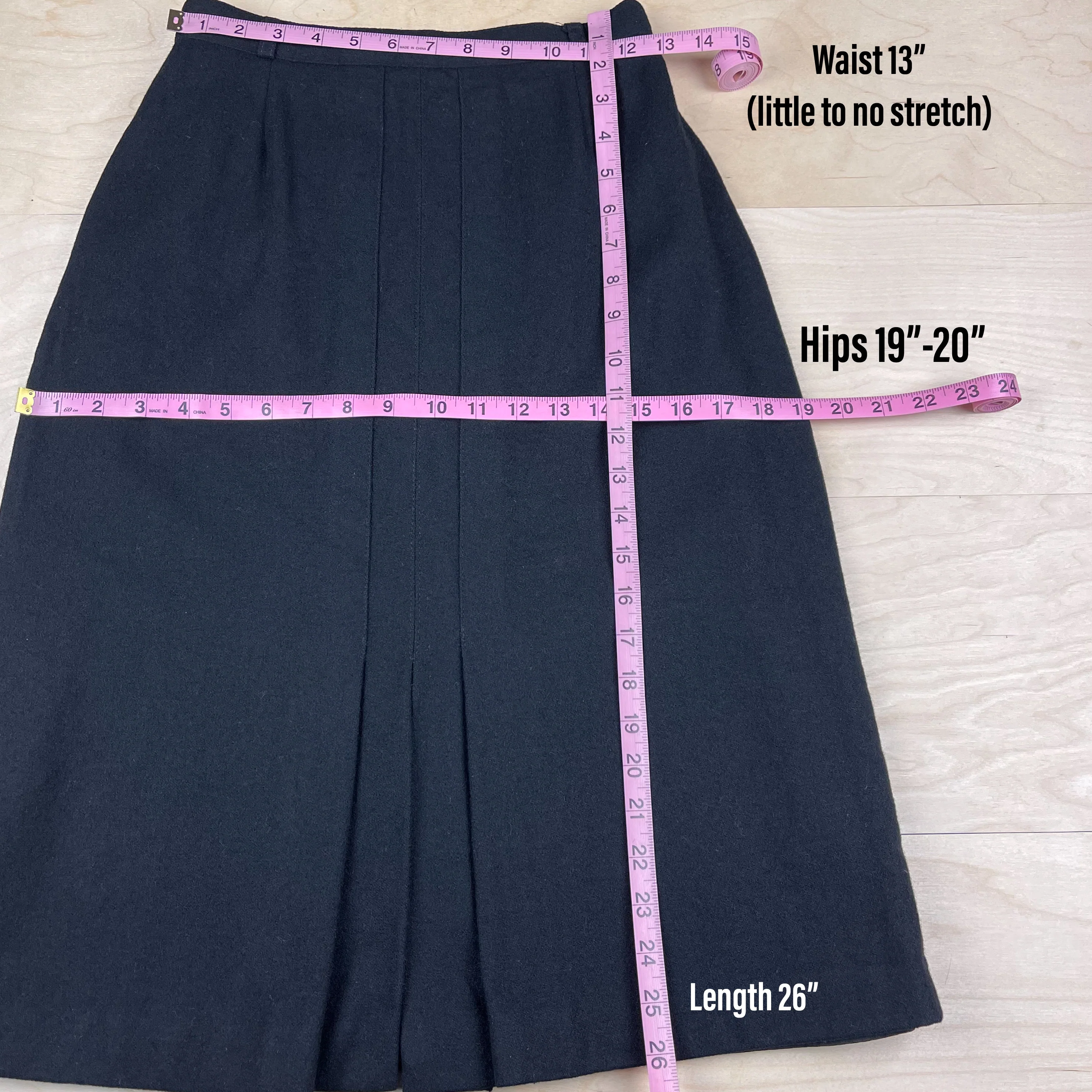 70s Black Wool High Waisted A-line Skirt By Panther - Image 7
