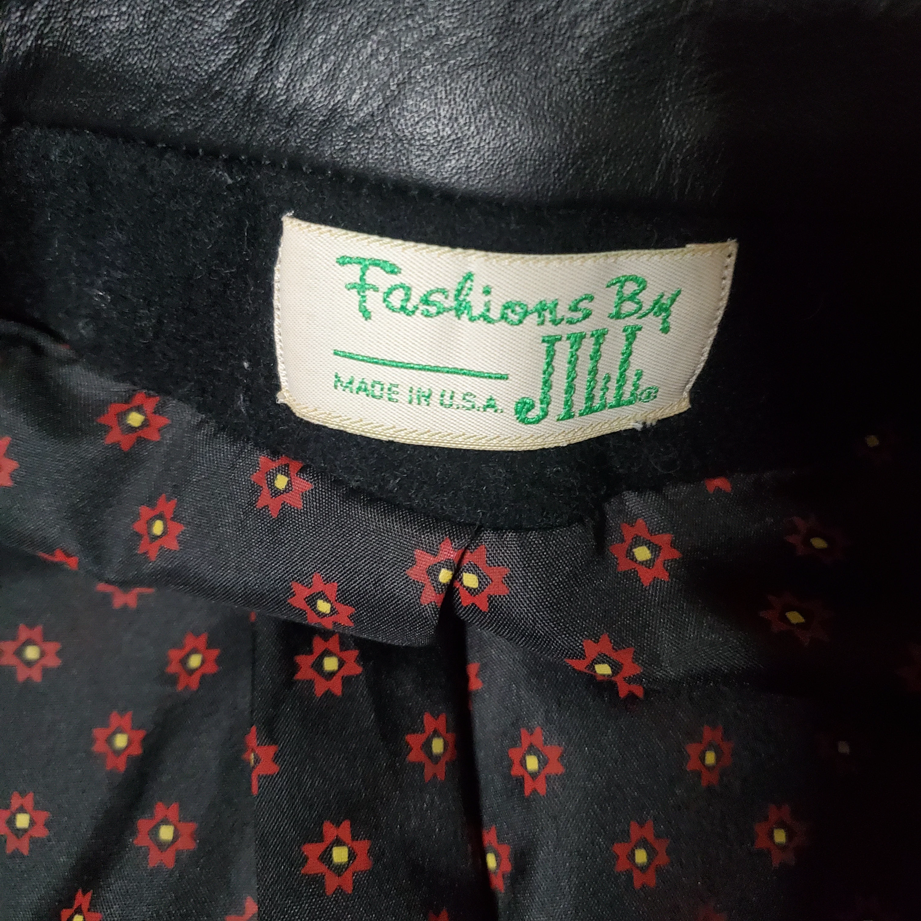 70s Black Wool Leather Collar Button Up Overcoat By Fashions by Jill - Image 3