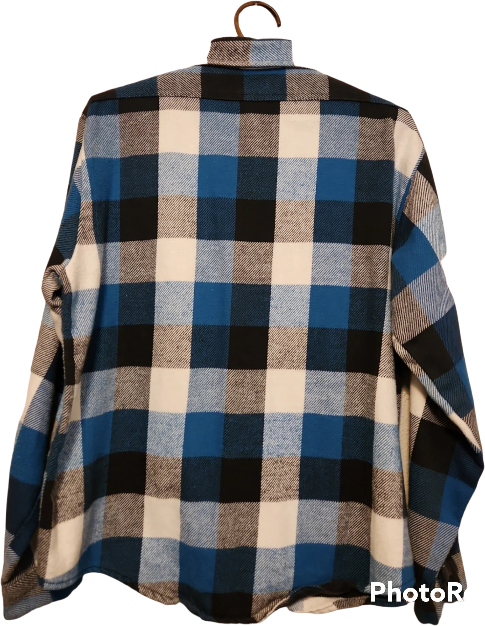 70s Blue And Black Plaid Cotton Flannel Shirt By Mr. Leggs - Image 2