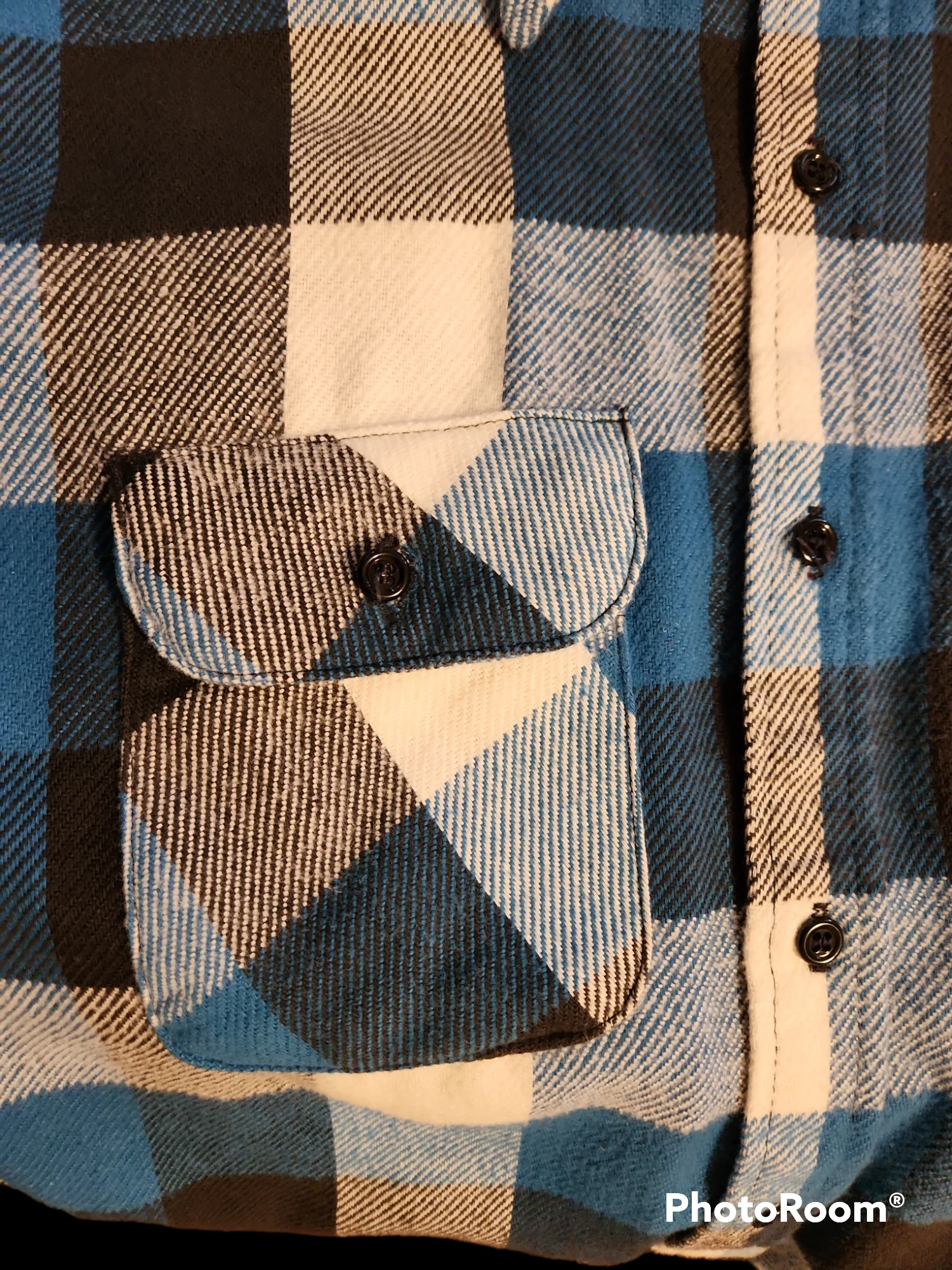 70s Blue And Black Plaid Cotton Flannel Shirt By Mr. Leggs - Image 3