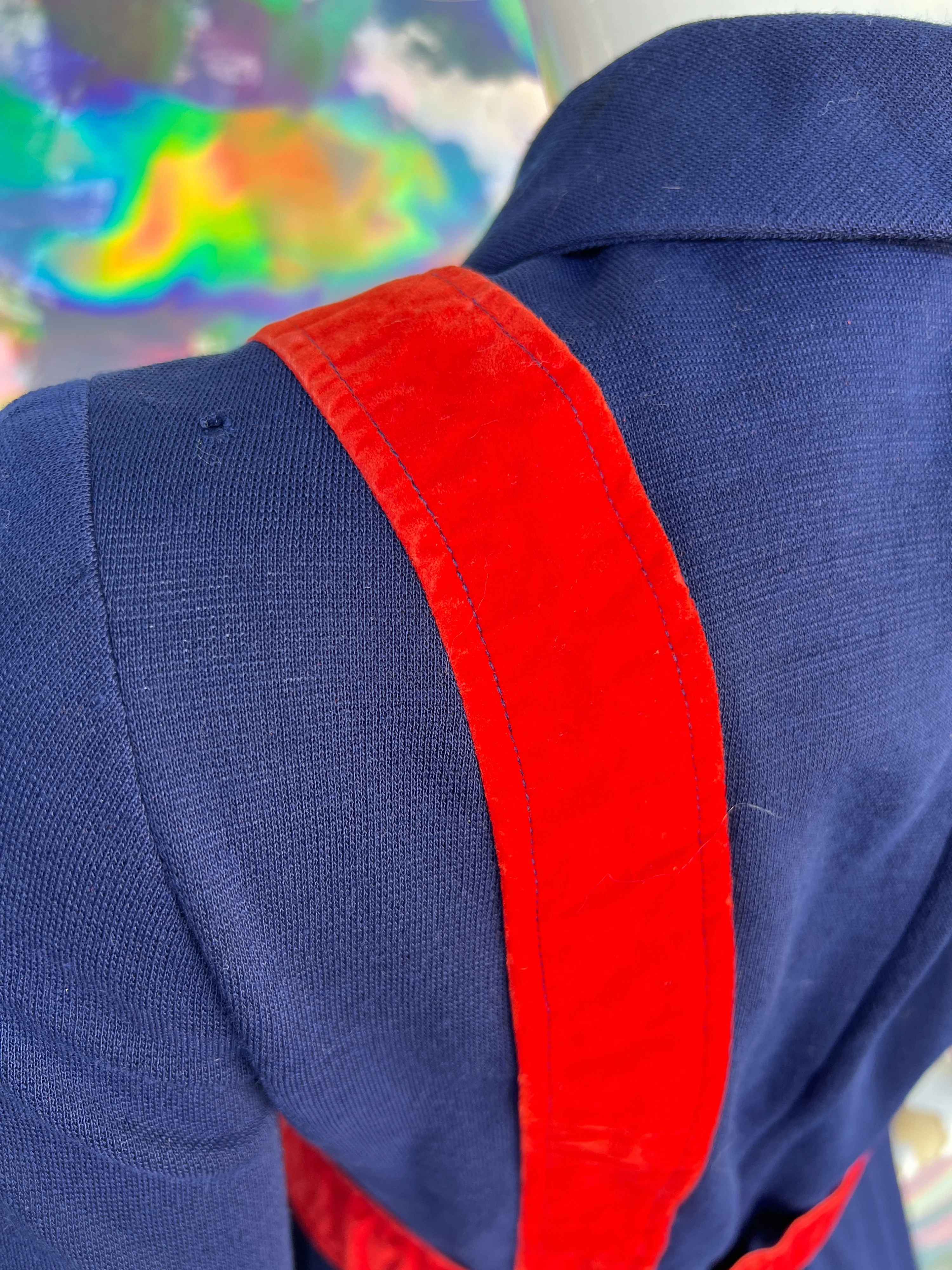 70s Blue and Red Faux Jumper Strap Buckled Dress by Jeremy by Alan Philips - Image 12