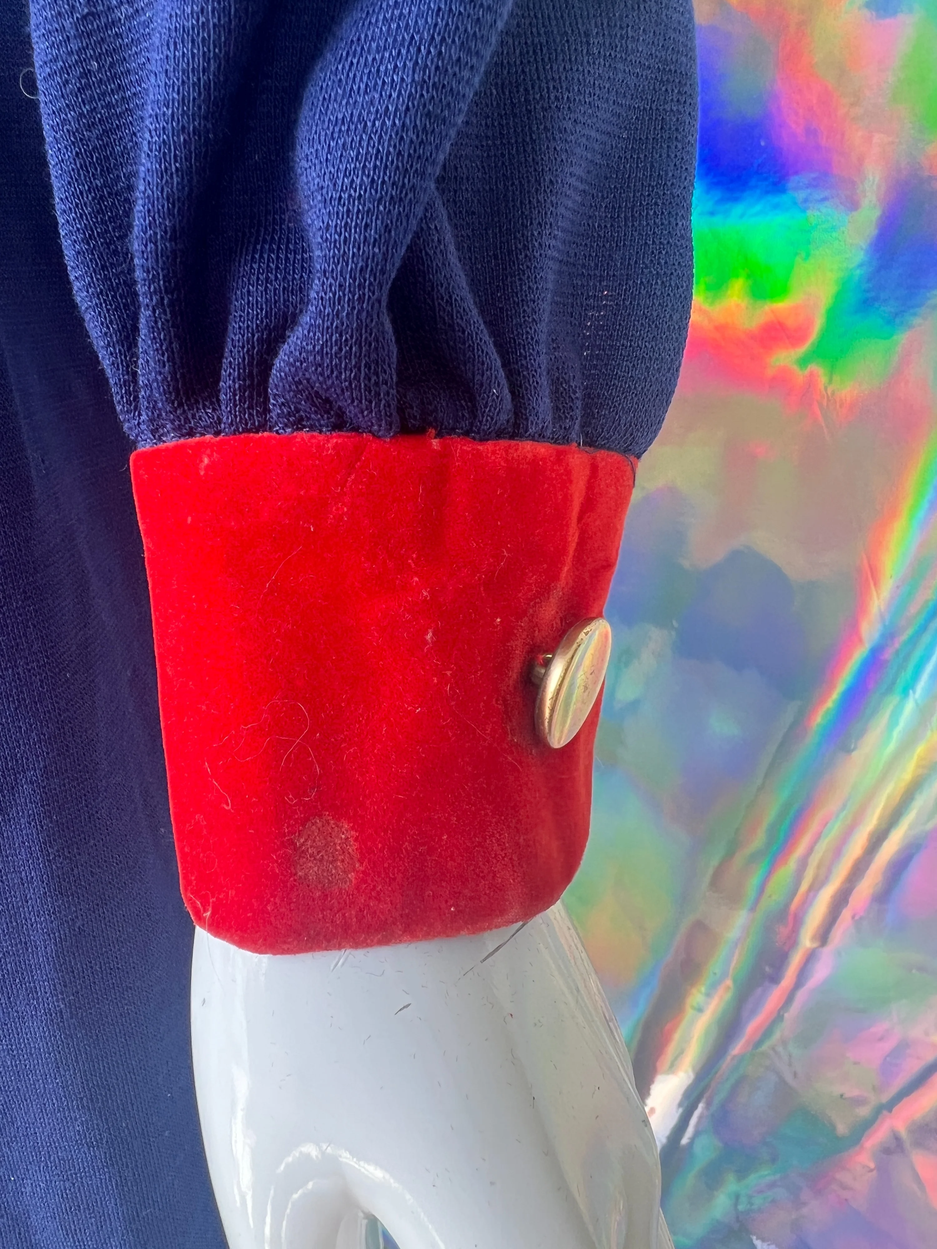 70s Blue and Red Faux Jumper Strap Buckled Dress by Jeremy by Alan Philips - Image 8