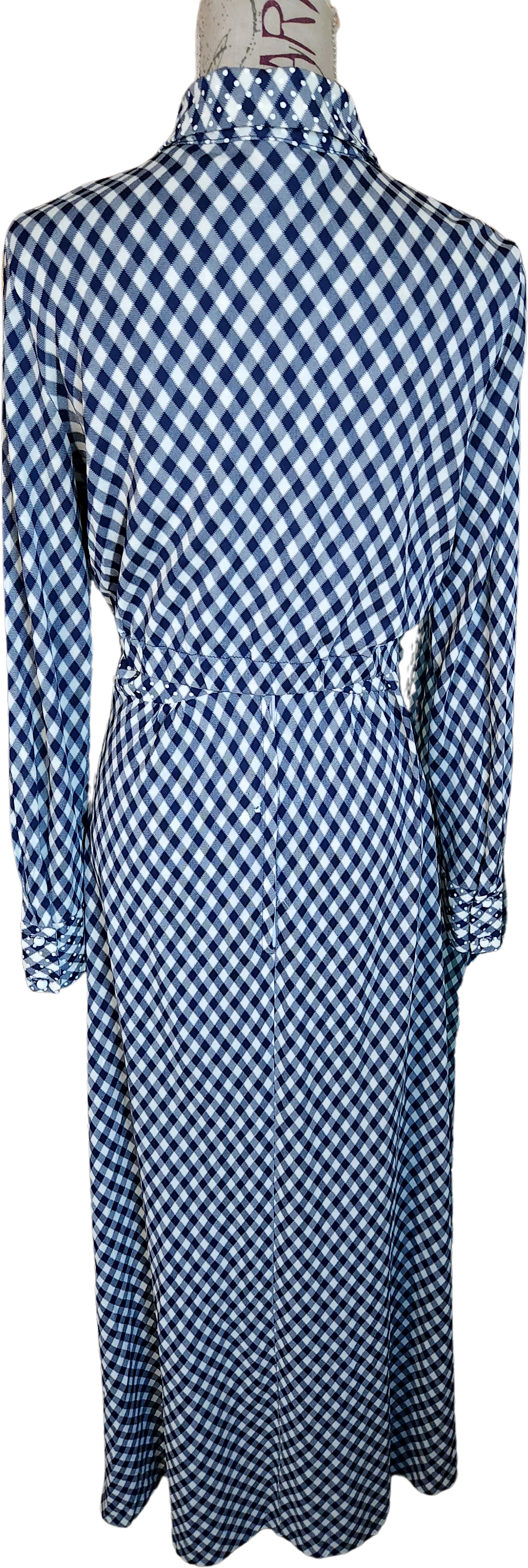 70s Blue And White Check Halter Maxi Dress And Jacket By Shelly Tall Girls - Image 2